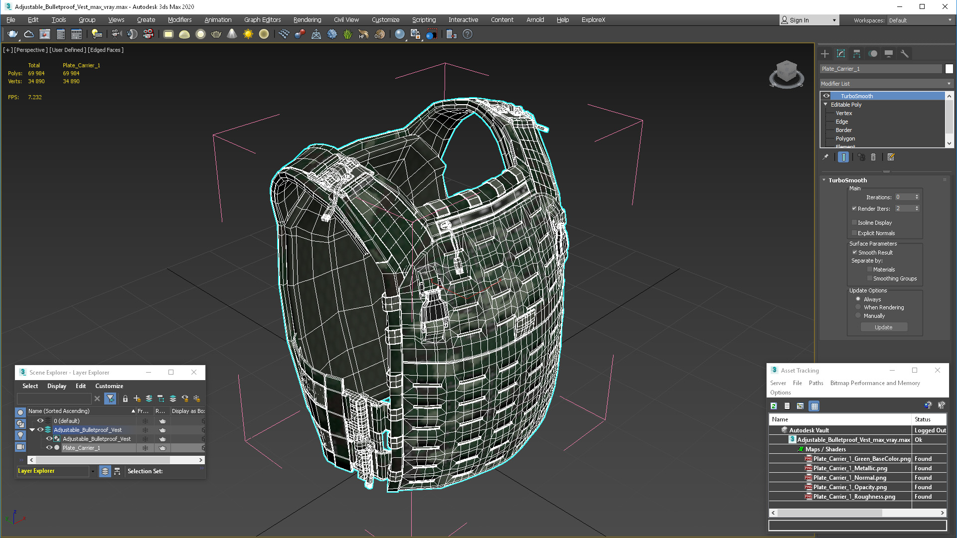Adjustable Bulletproof Vest 3D