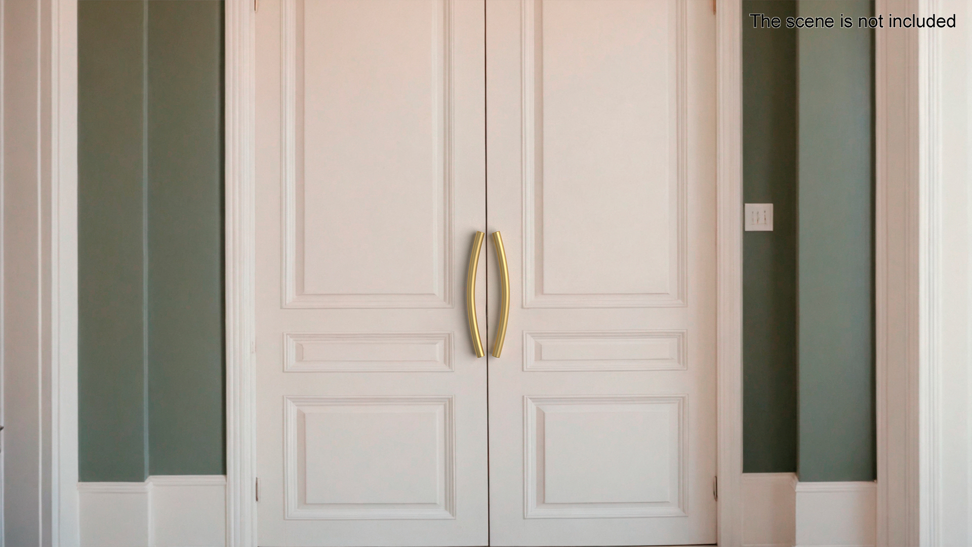 Door Handles Thin Oval Gold 3D