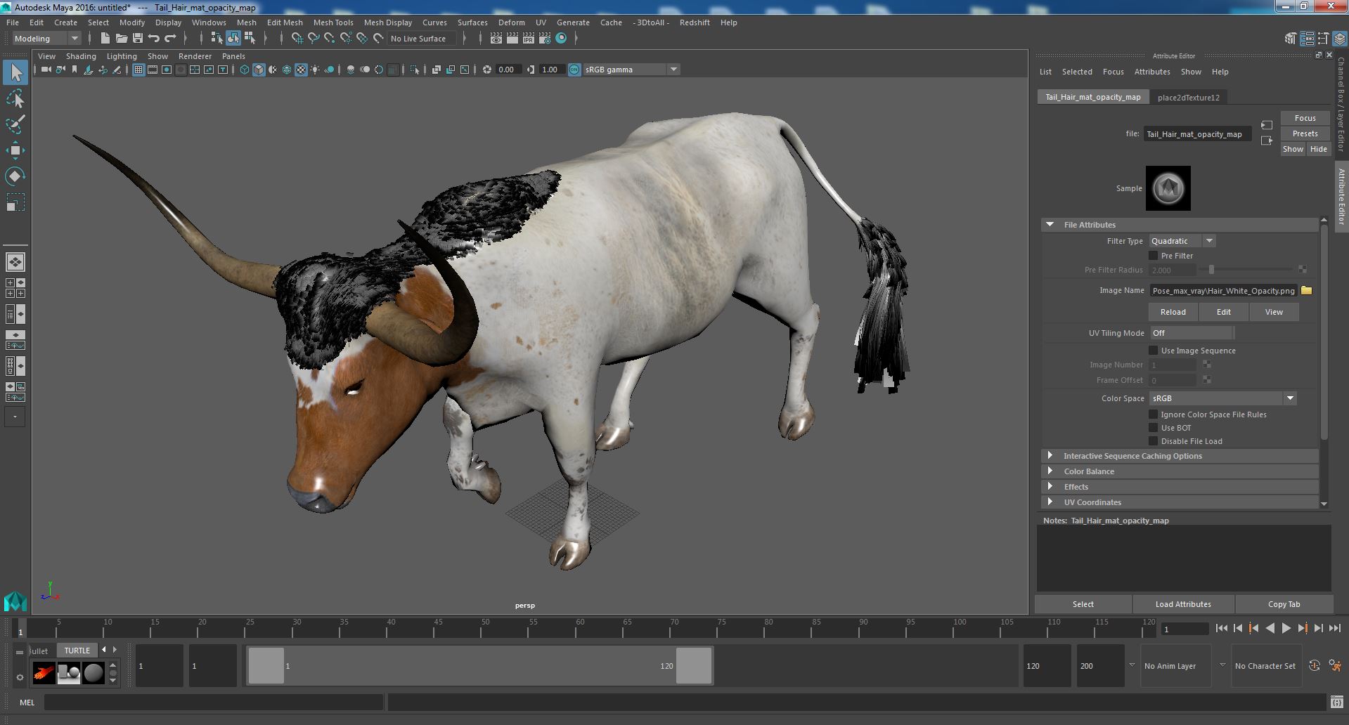 3D White Texas Longhorn Bull Walking Pose model