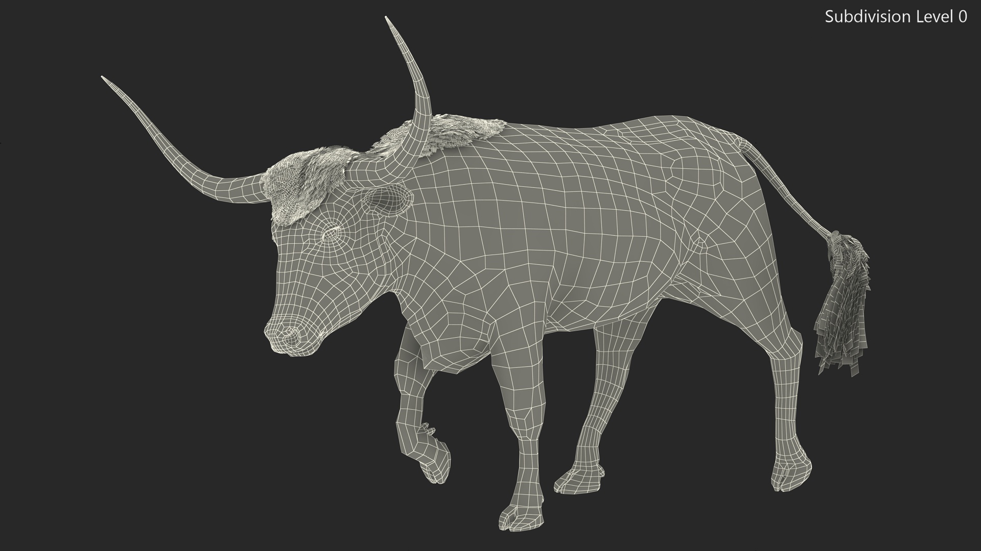 3D White Texas Longhorn Bull Walking Pose model