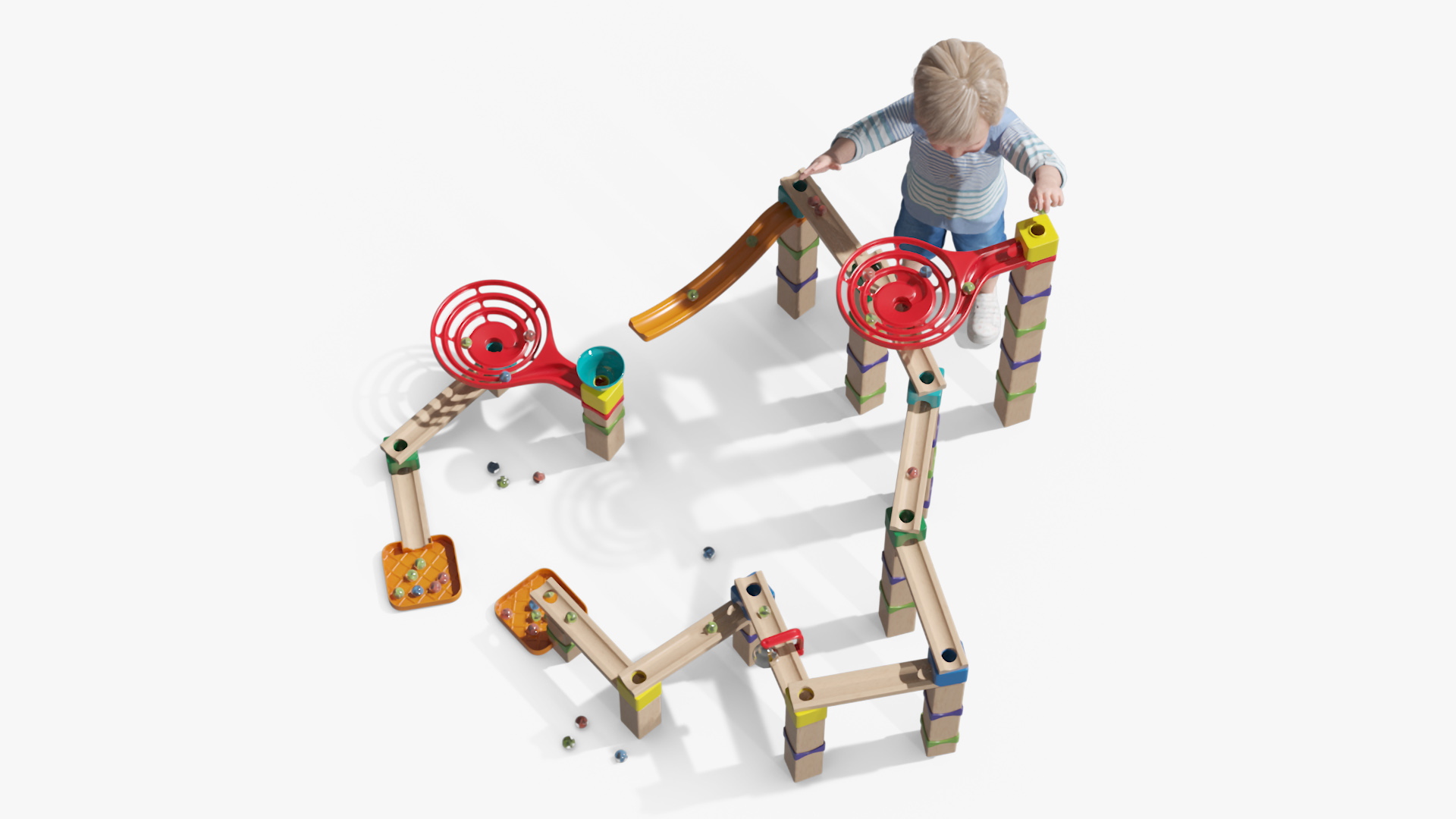 3D model Baby Plays with Marble Run Toy
