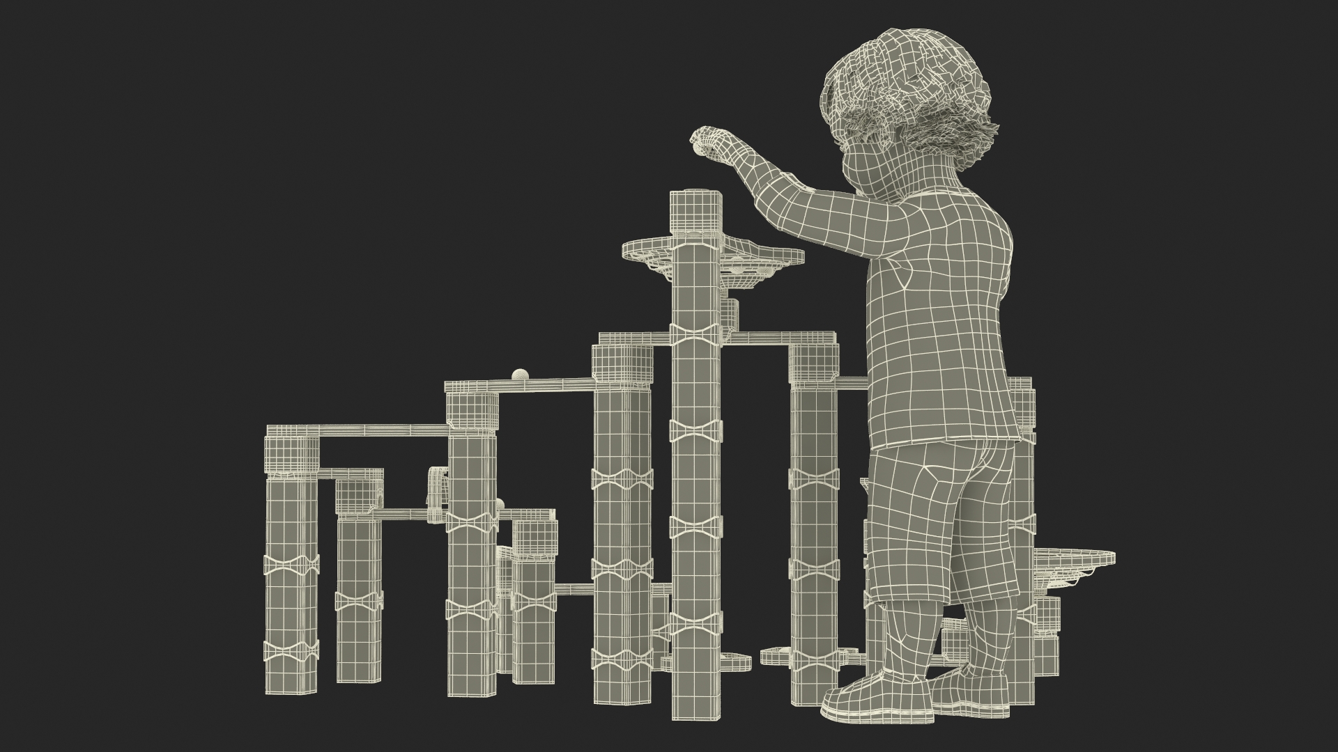 3D model Baby Plays with Marble Run Toy
