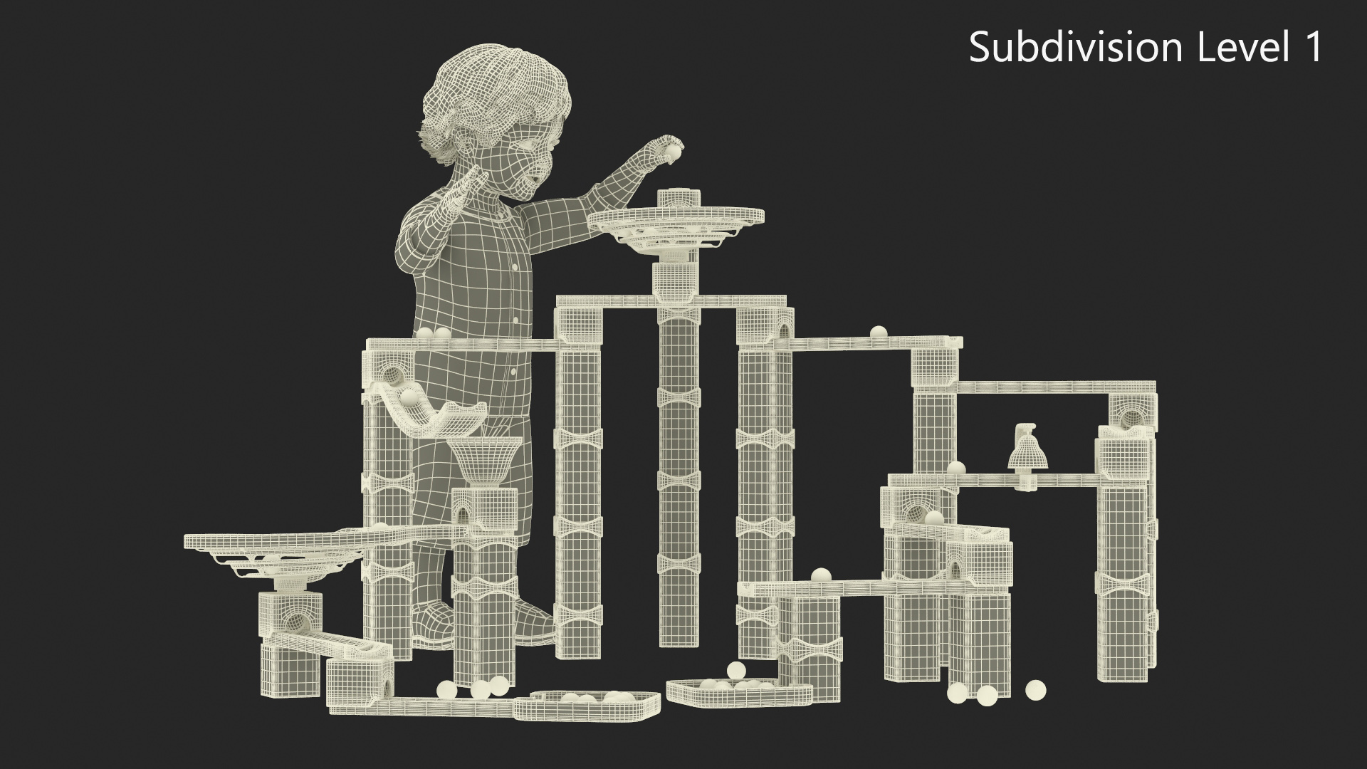 3D model Baby Plays with Marble Run Toy