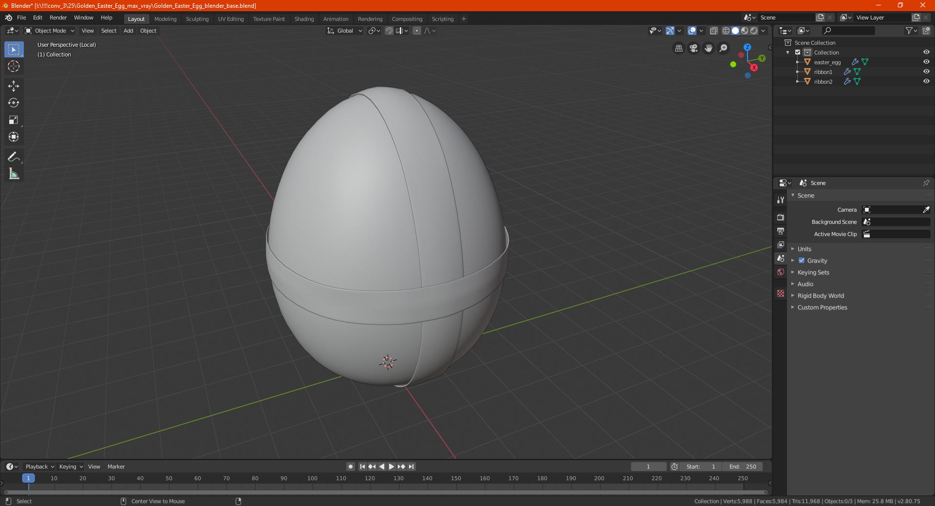 Golden Easter Egg 3D