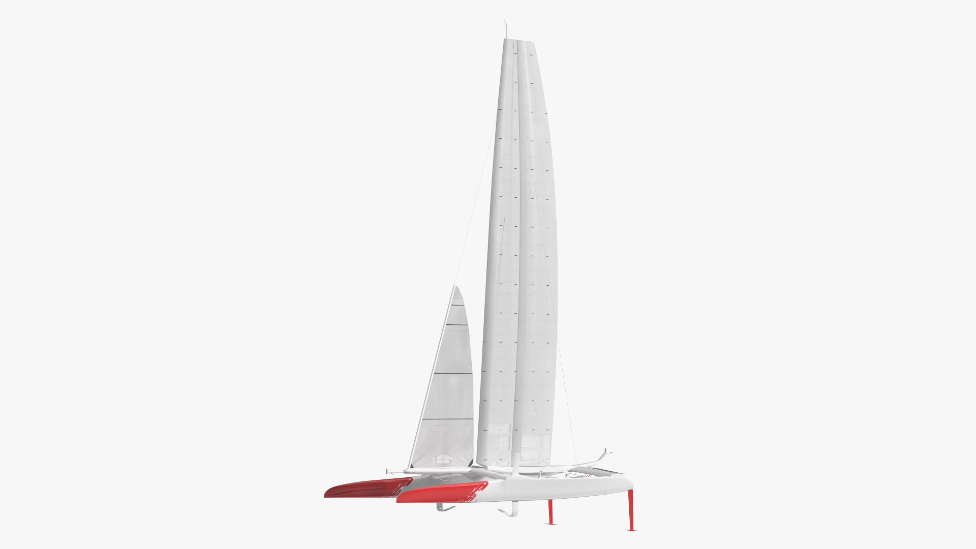 Racing Sail Boat White 3D