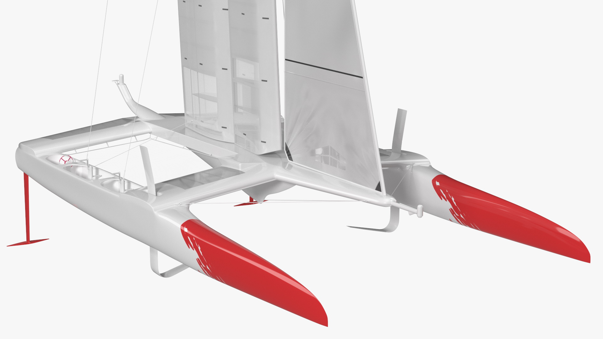 Racing Sail Boat White 3D