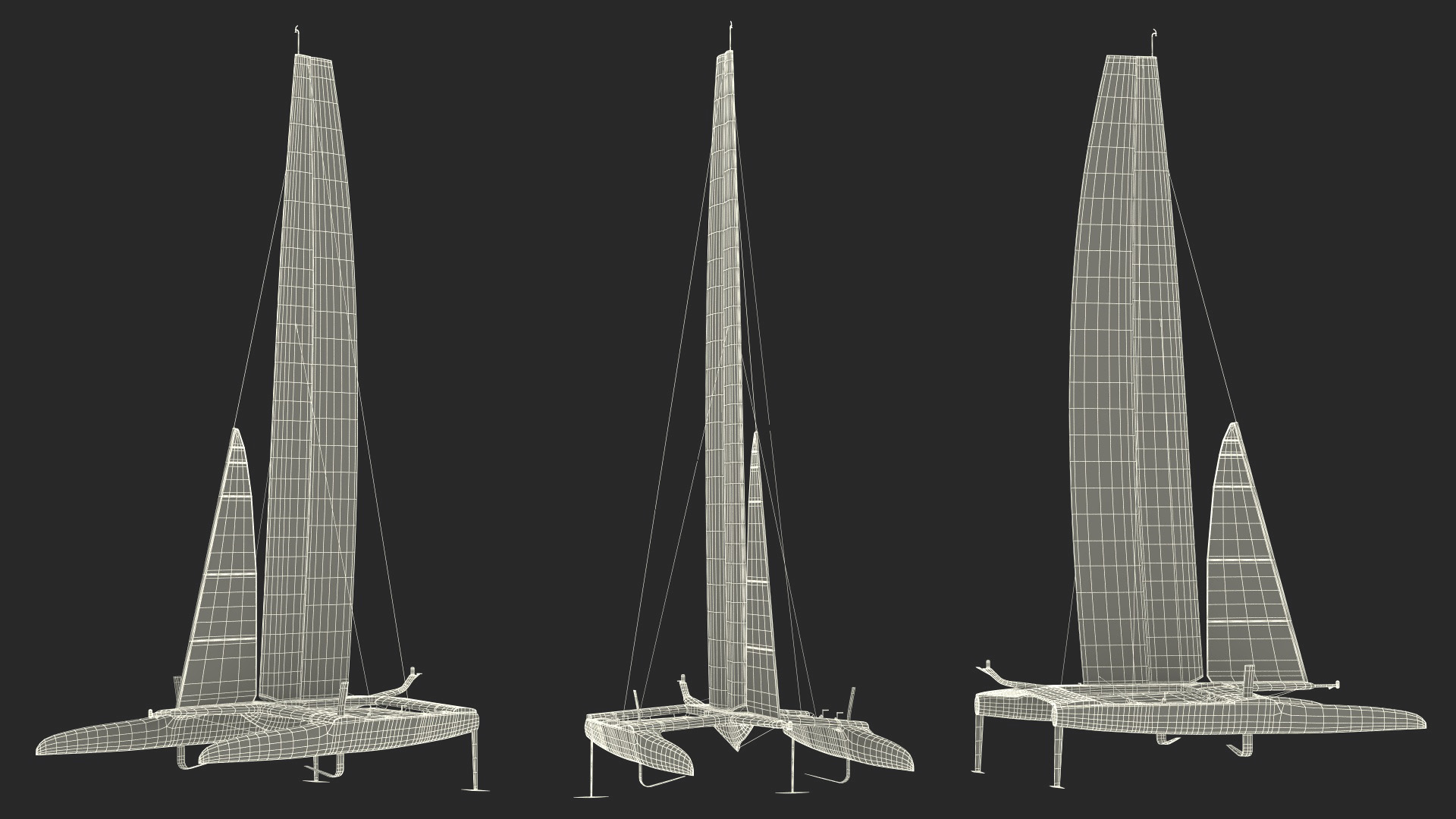 Racing Sail Boat White 3D