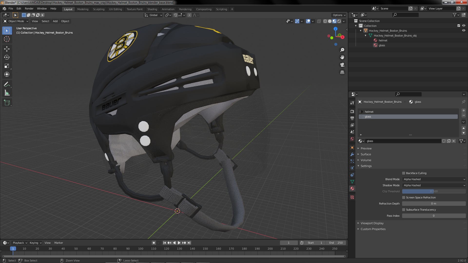 Hockey Helmet Boston Bruins 3D