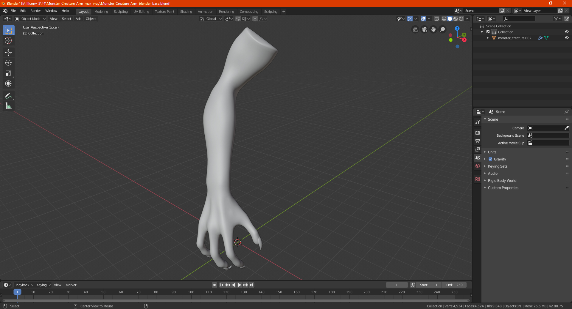 3D model Monster Creature Arm