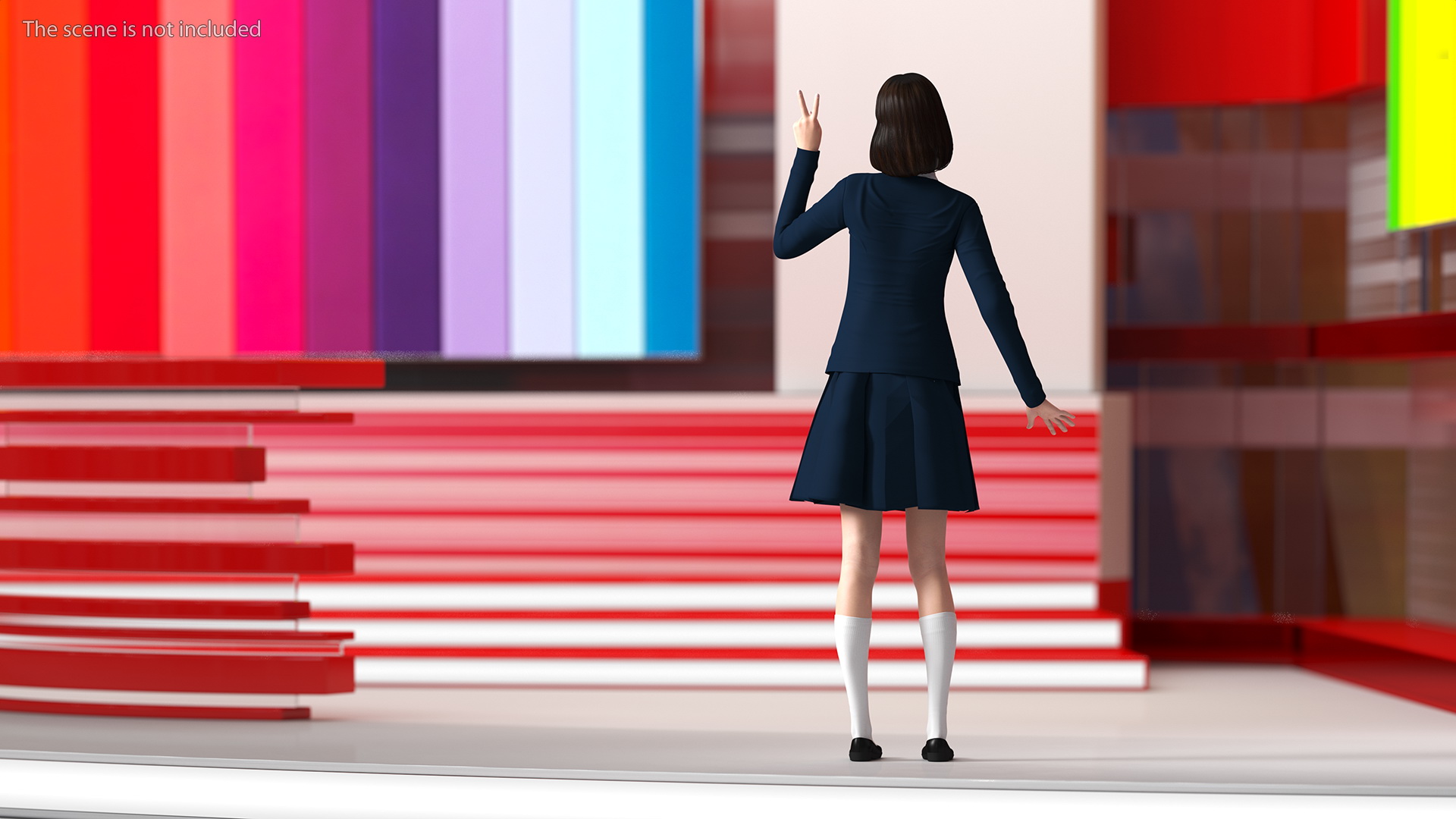 Happy Chinese Schoolgirl 3D model