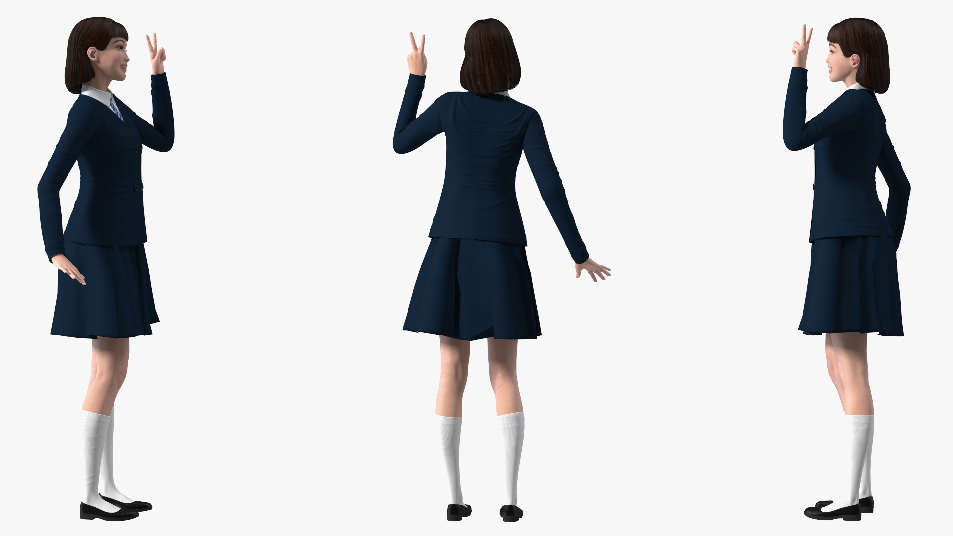 Happy Chinese Schoolgirl 3D model