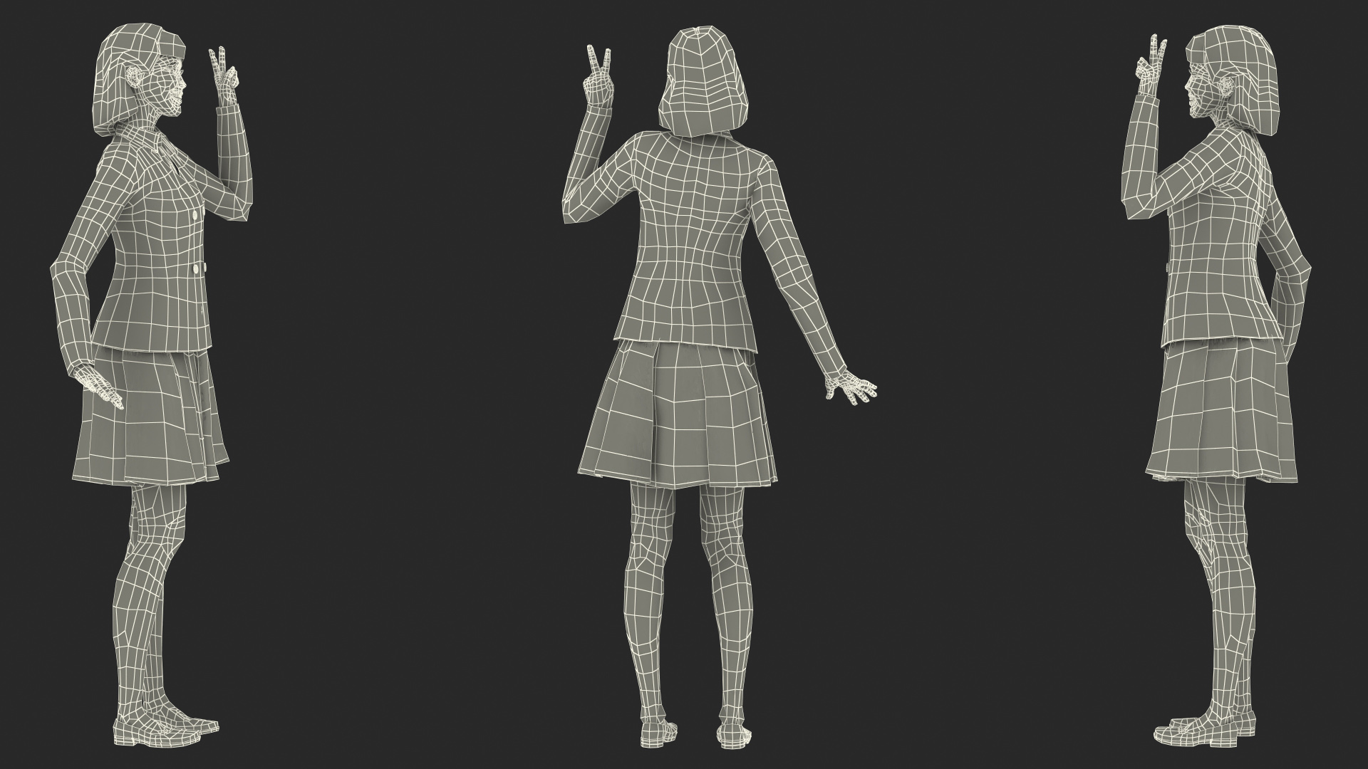 Happy Chinese Schoolgirl 3D model