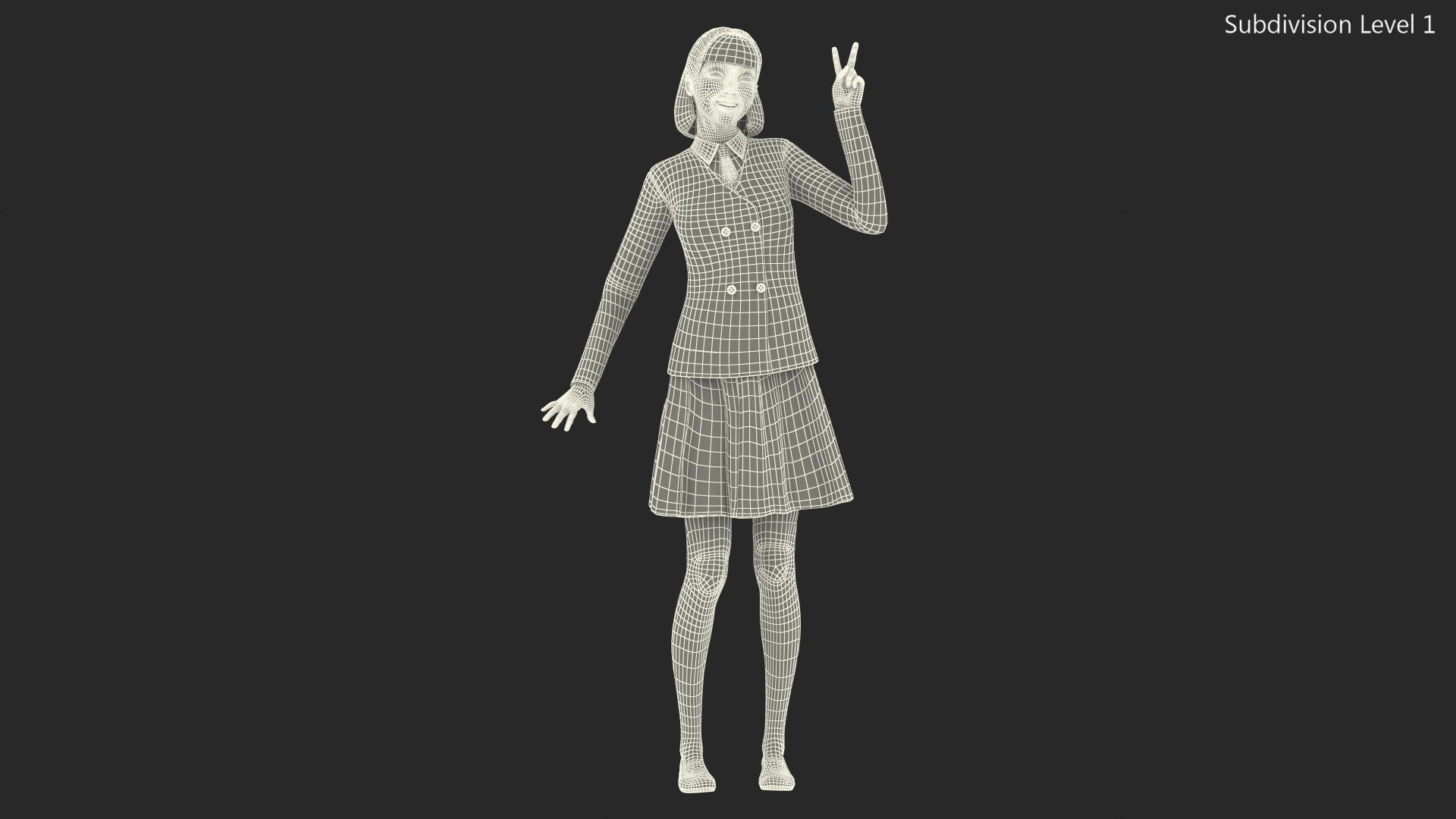 Happy Chinese Schoolgirl 3D model