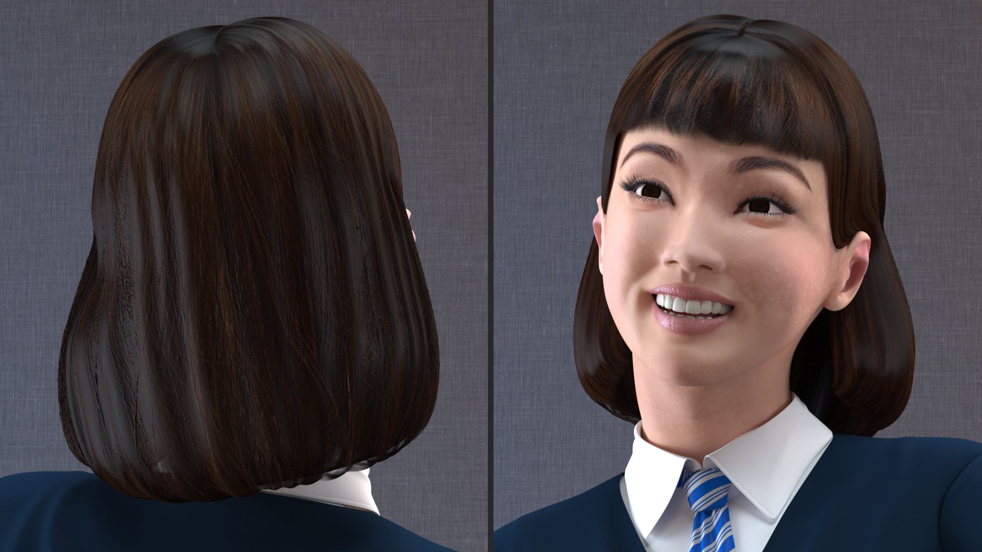 Happy Chinese Schoolgirl 3D model