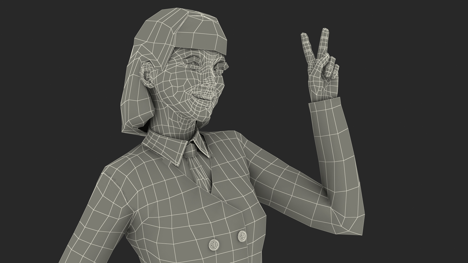 Happy Chinese Schoolgirl 3D model
