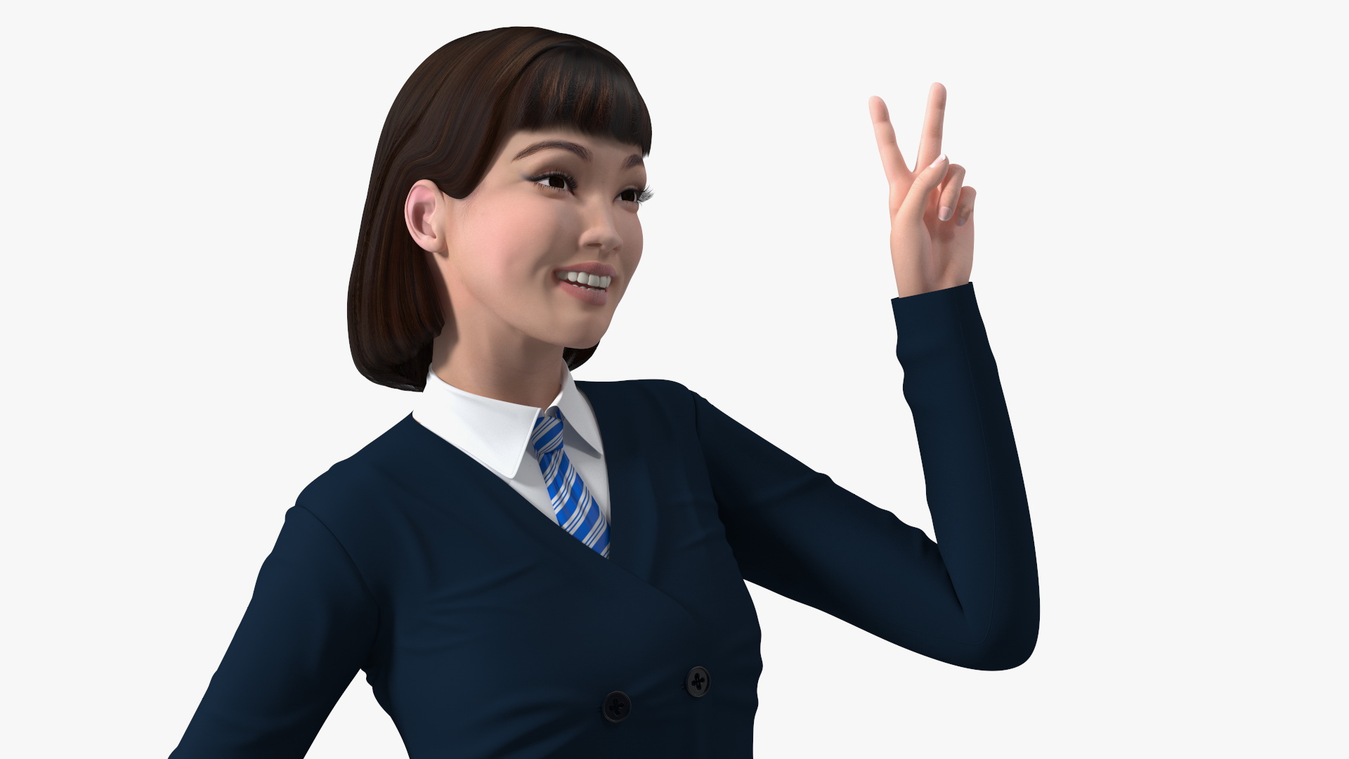 Happy Chinese Schoolgirl 3D model