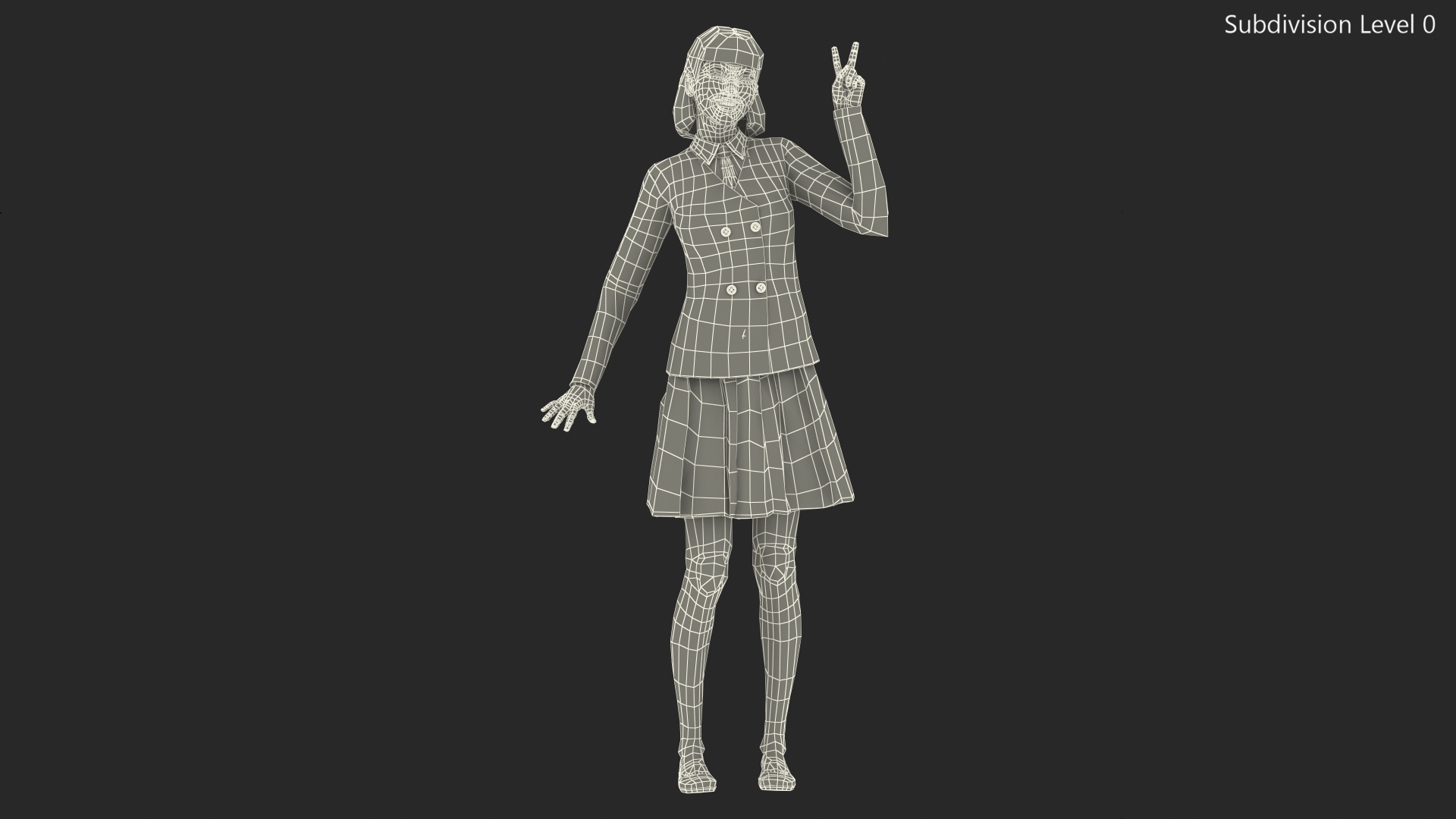 Happy Chinese Schoolgirl 3D model