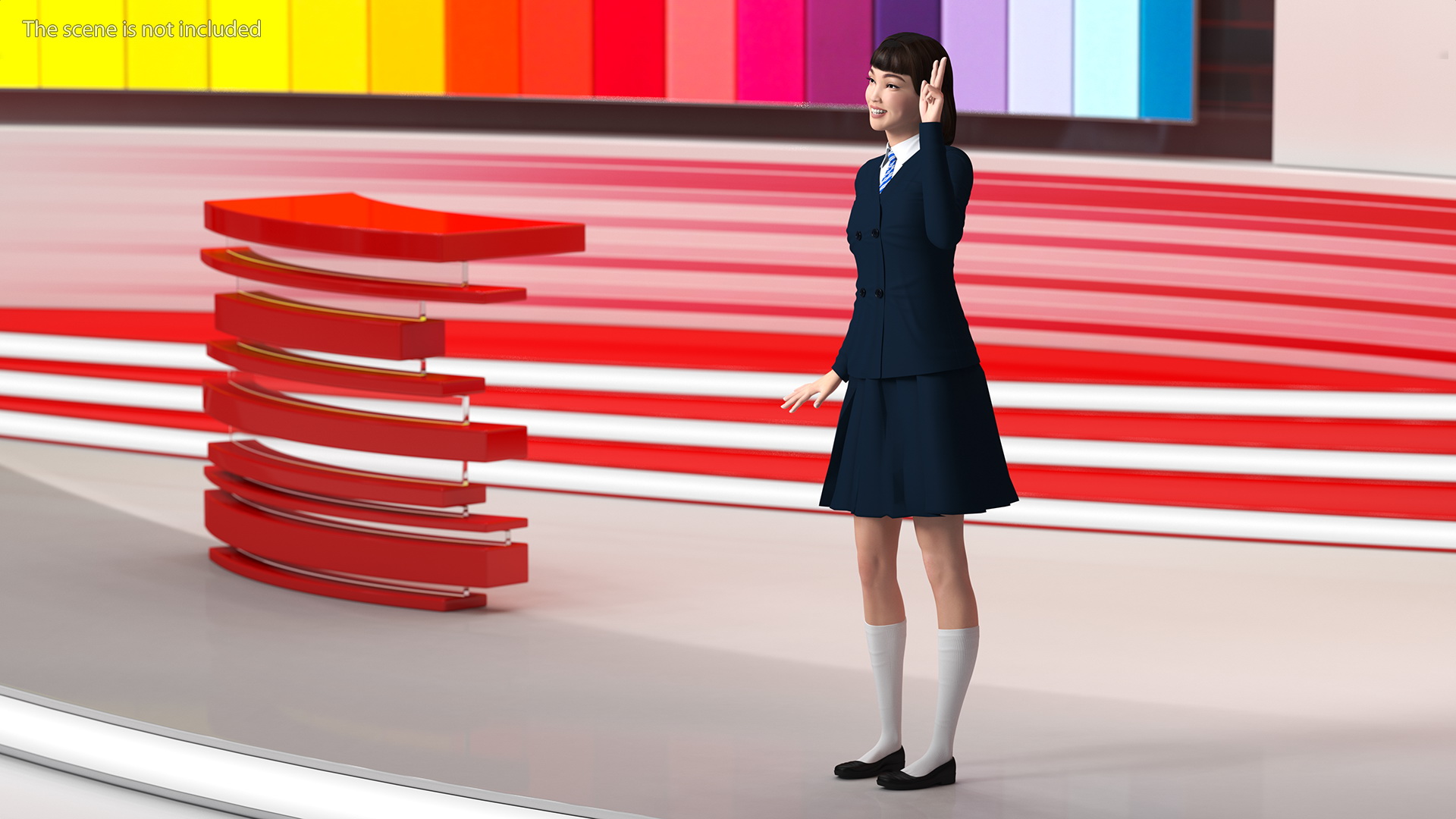 Happy Chinese Schoolgirl 3D model