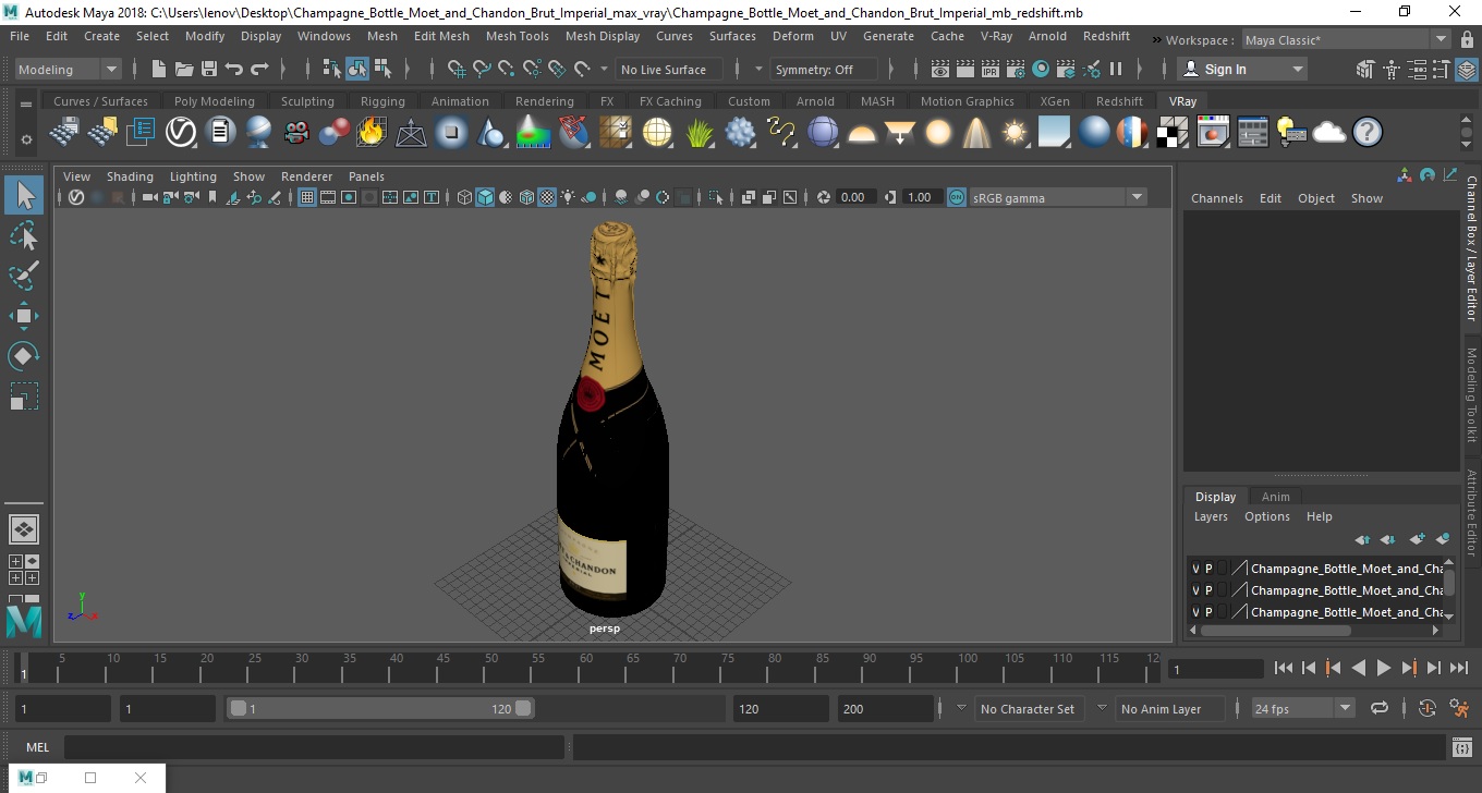 Champagne Bottle Moet and Chandon Brut Imperial 3D