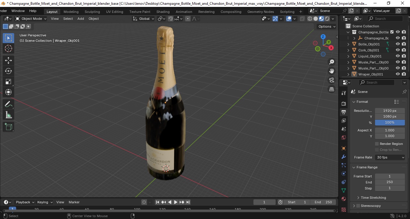 Champagne Bottle Moet and Chandon Brut Imperial 3D