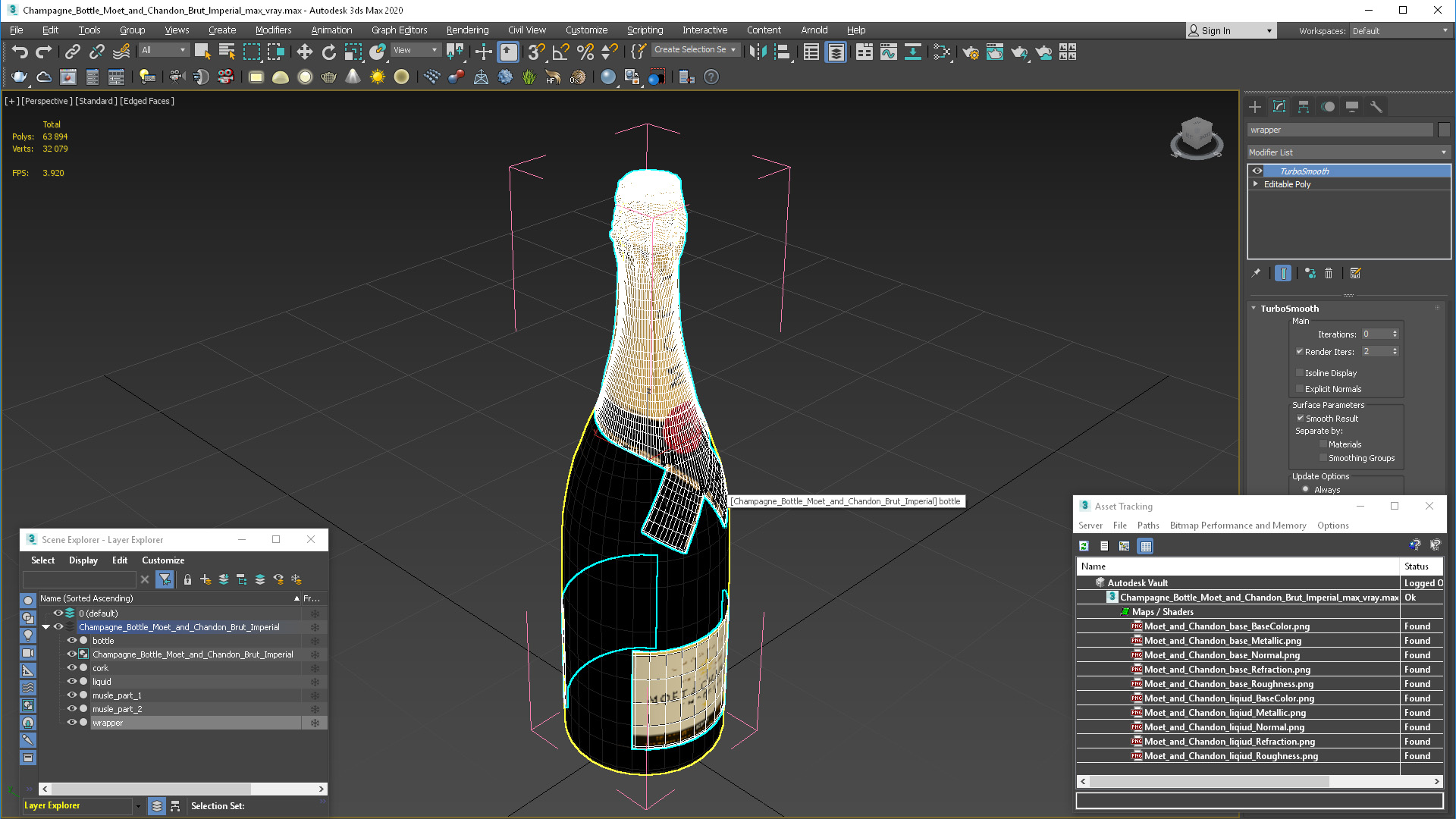 Champagne Bottle Moet and Chandon Brut Imperial 3D