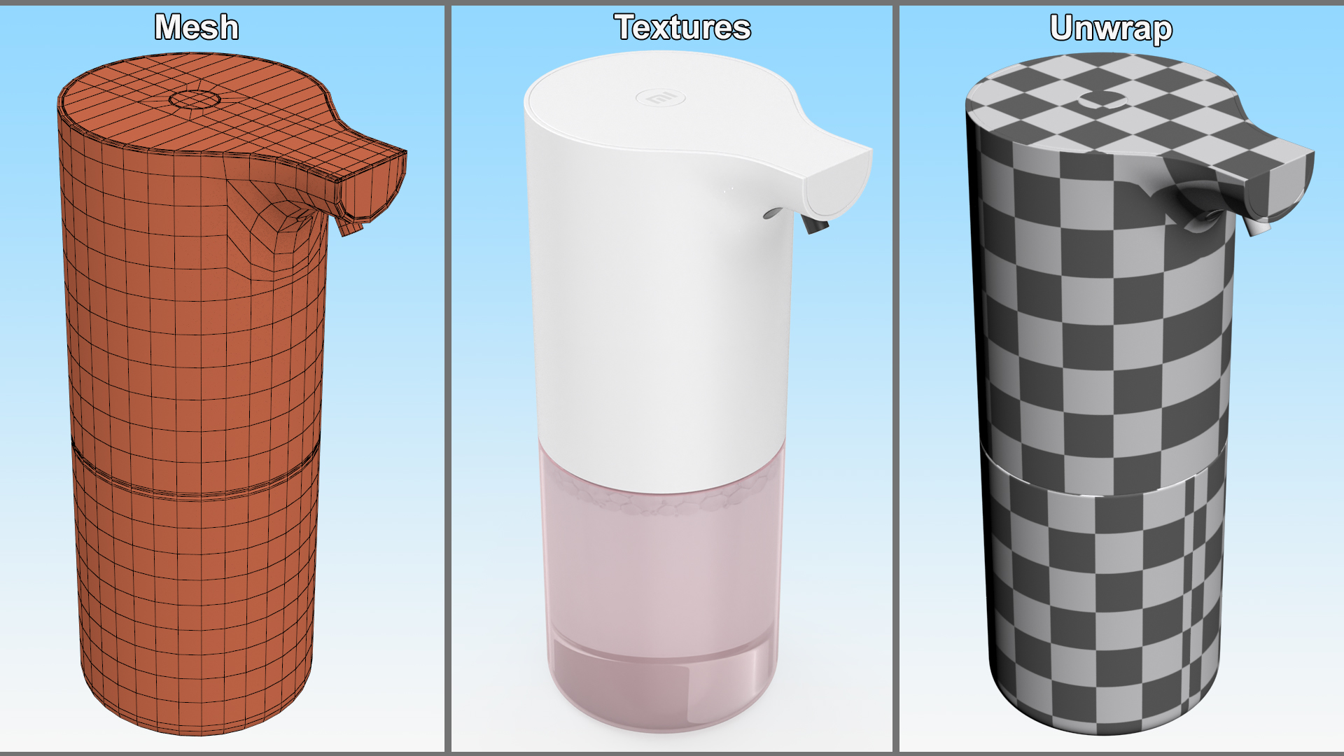 Automatic Foam Soap Dispenser Xiaomi Mijia with Pink Refill 3D model