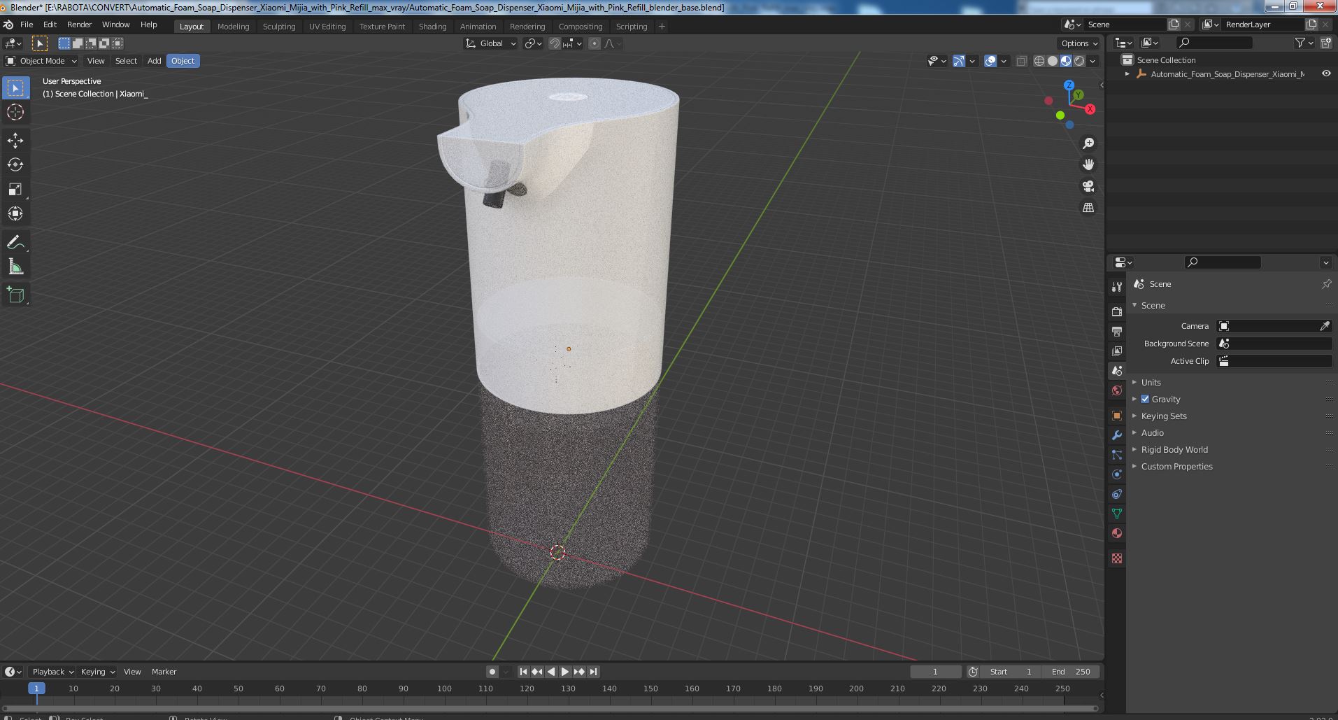 Automatic Foam Soap Dispenser Xiaomi Mijia with Pink Refill 3D model