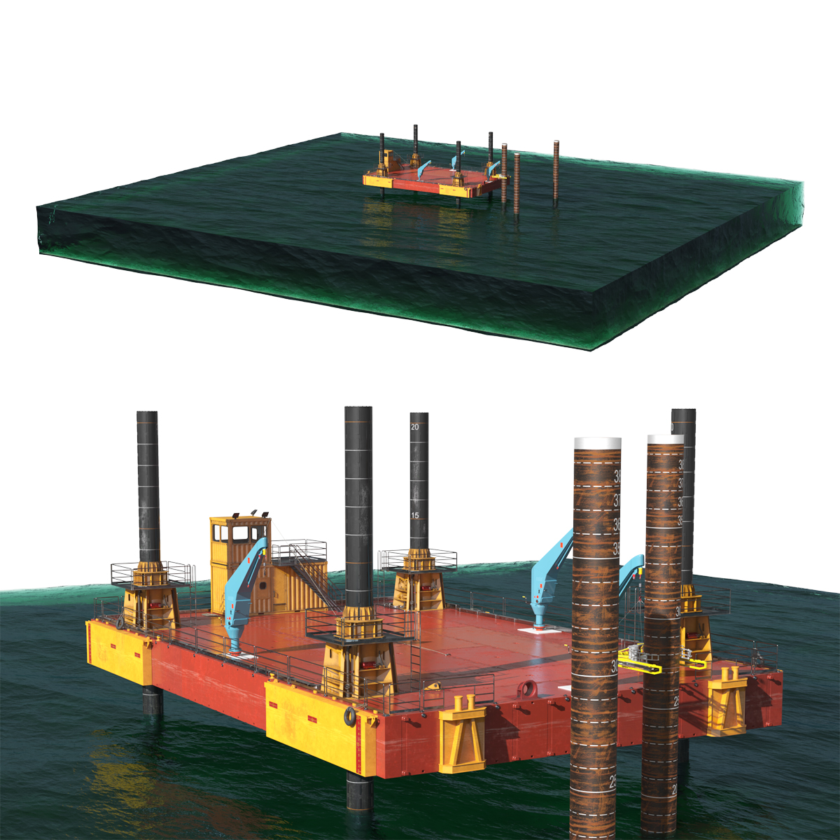 Industrial Jack Up Pontoon Platform with Piles
