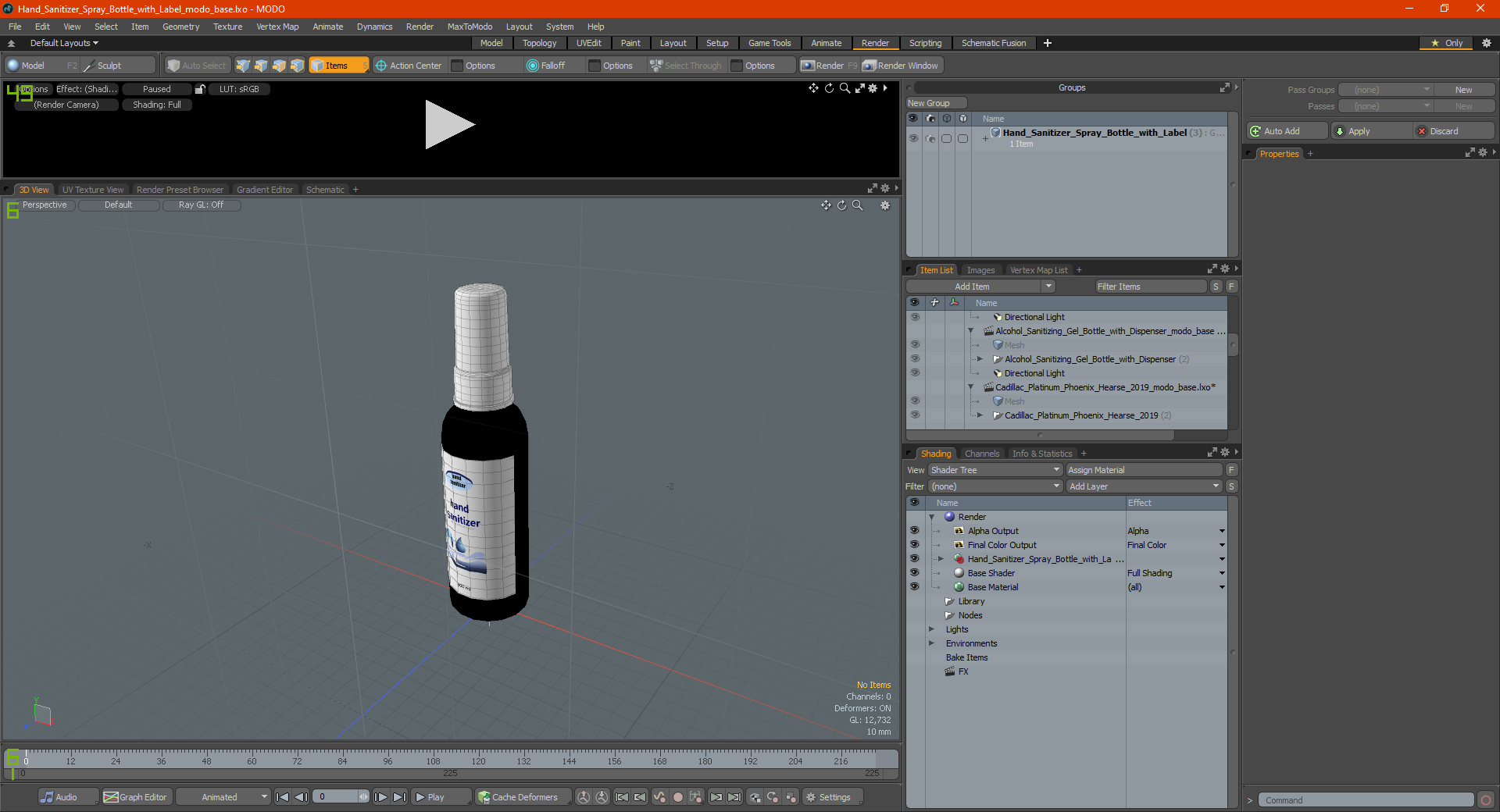 3D Hand Sanitizer Spray Bottle with Label model