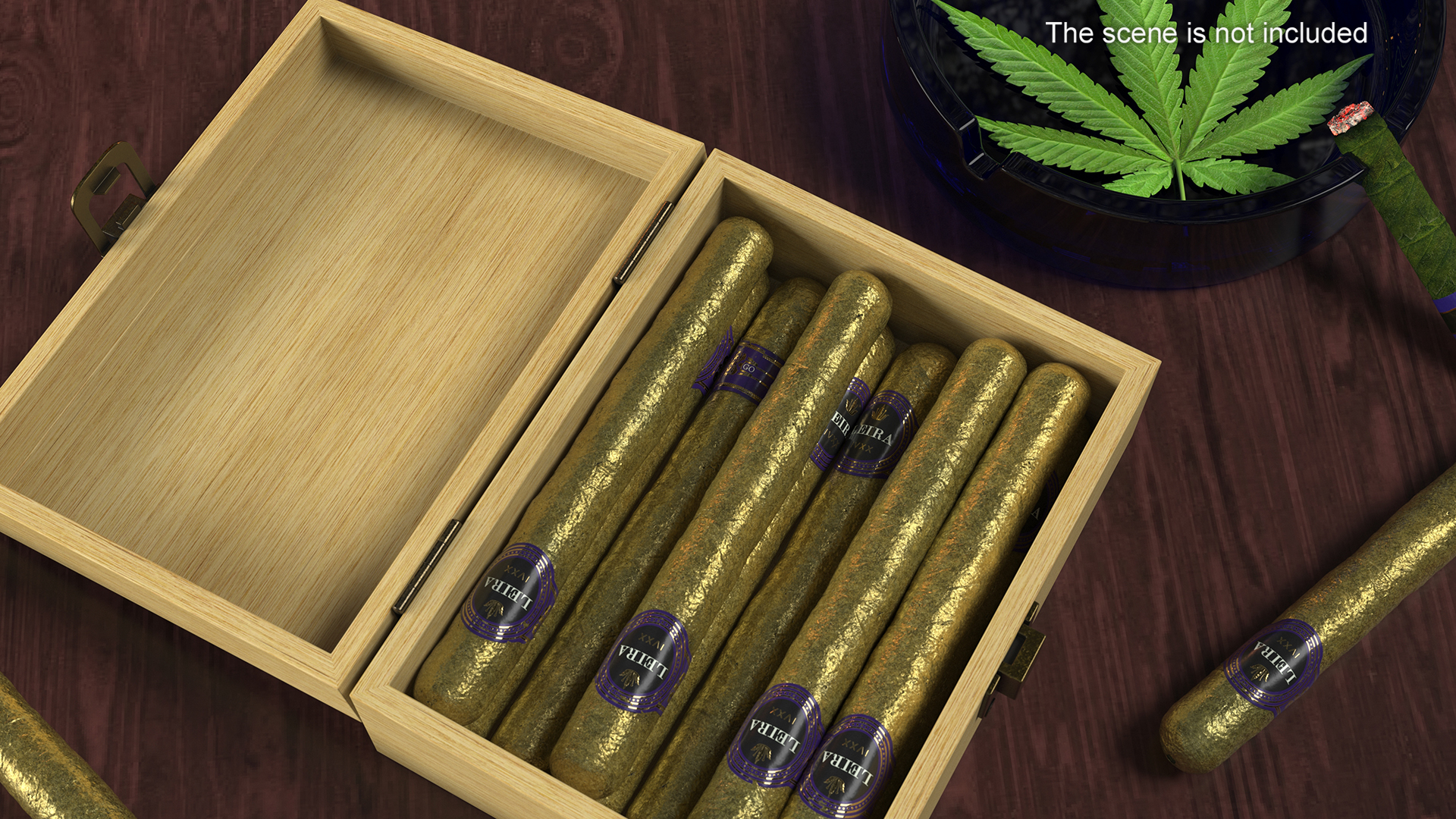 3D model Box of Leira Long Cannabis Cigar in Foil