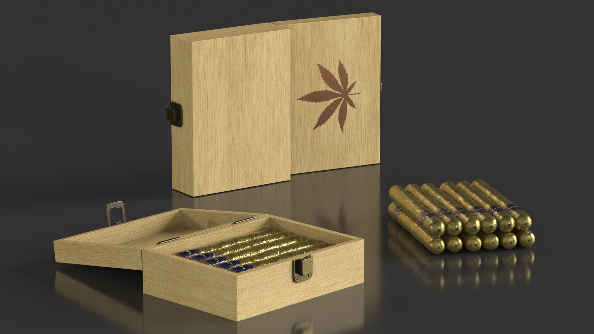 3D model Box of Leira Long Cannabis Cigar in Foil