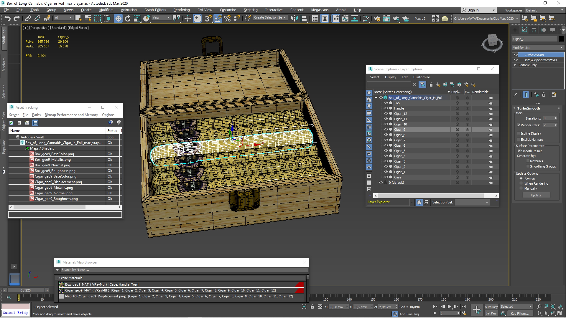 3D model Box of Leira Long Cannabis Cigar in Foil