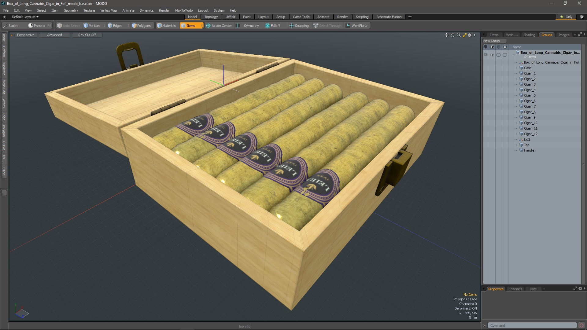 3D model Box of Leira Long Cannabis Cigar in Foil