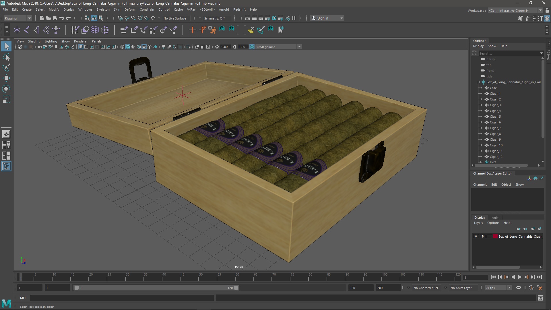 3D model Box of Leira Long Cannabis Cigar in Foil