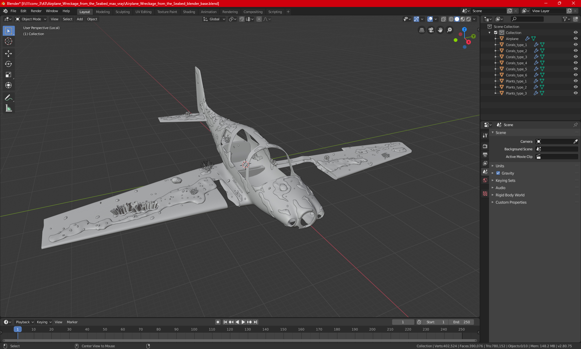 3D Airplane Wreckage from the Seabed model