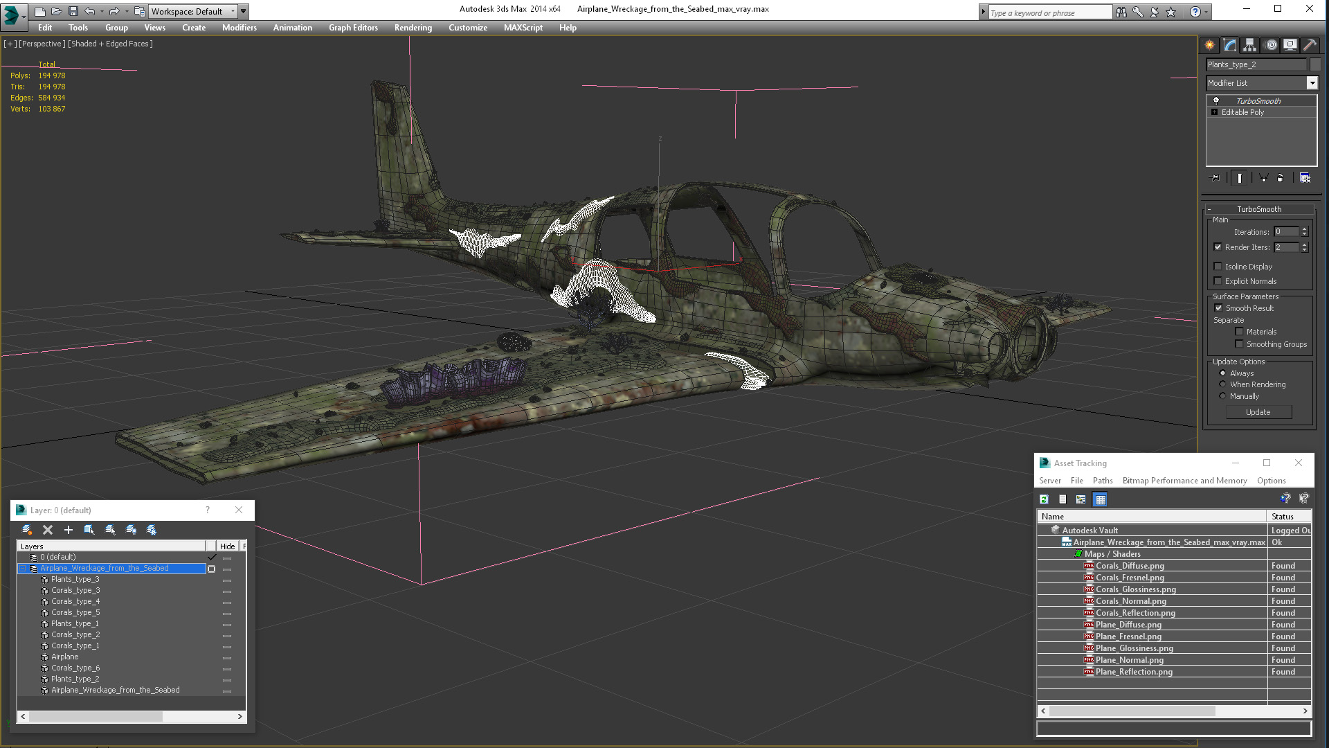 3D Airplane Wreckage from the Seabed model