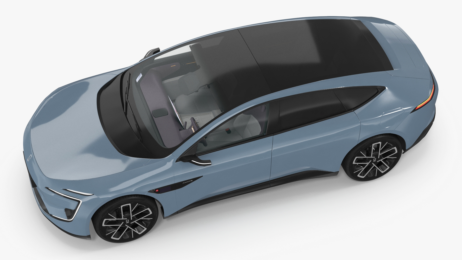 3D Avatr 12 EV Blue Color with Headlights On