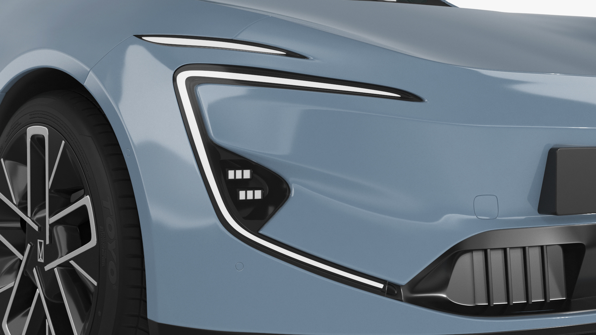 3D Avatr 12 EV Blue Color with Headlights On