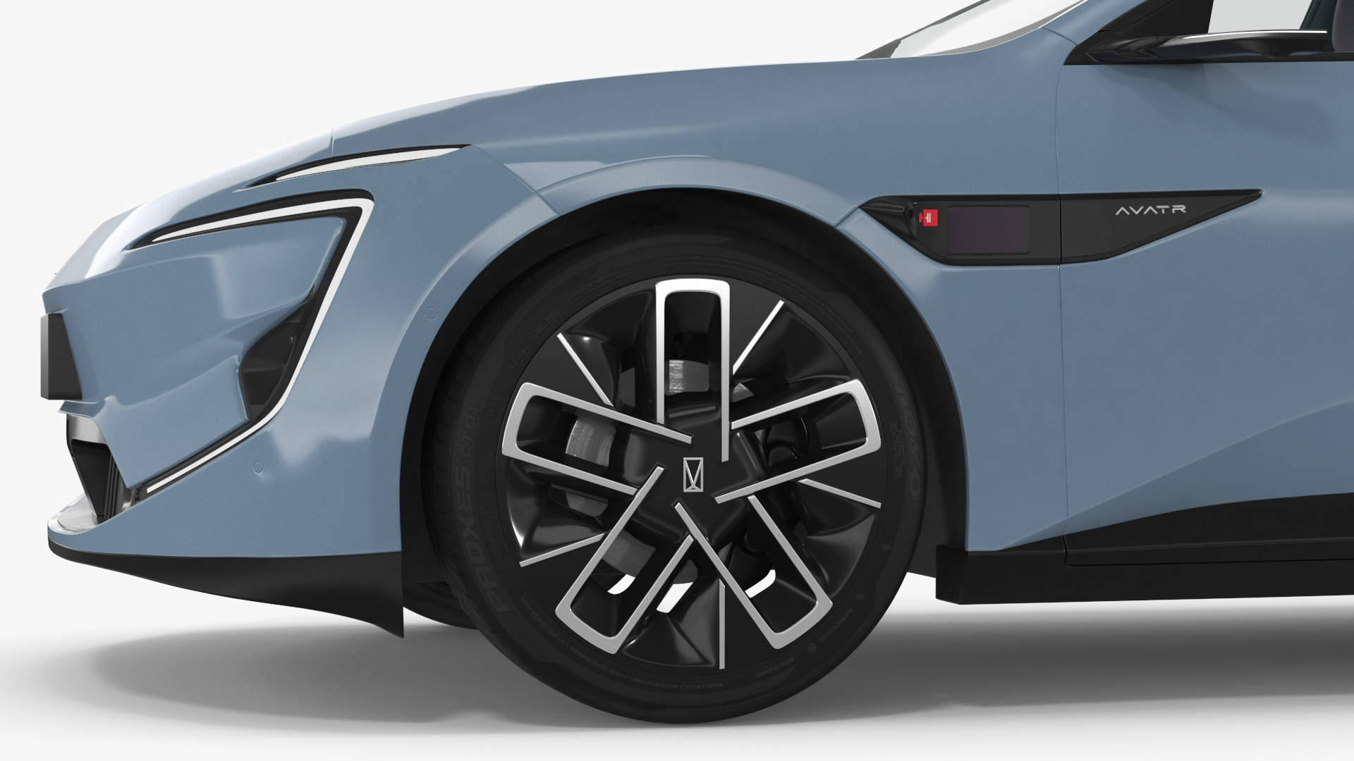 3D Avatr 12 EV Blue Color with Headlights On