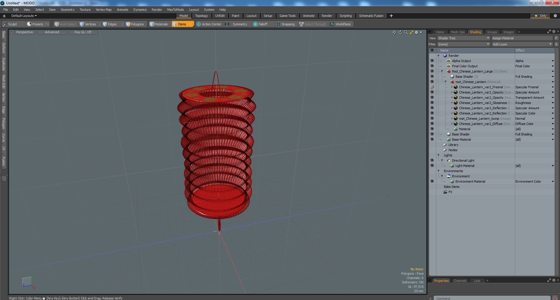 3D model Red Chinese Lantern Large