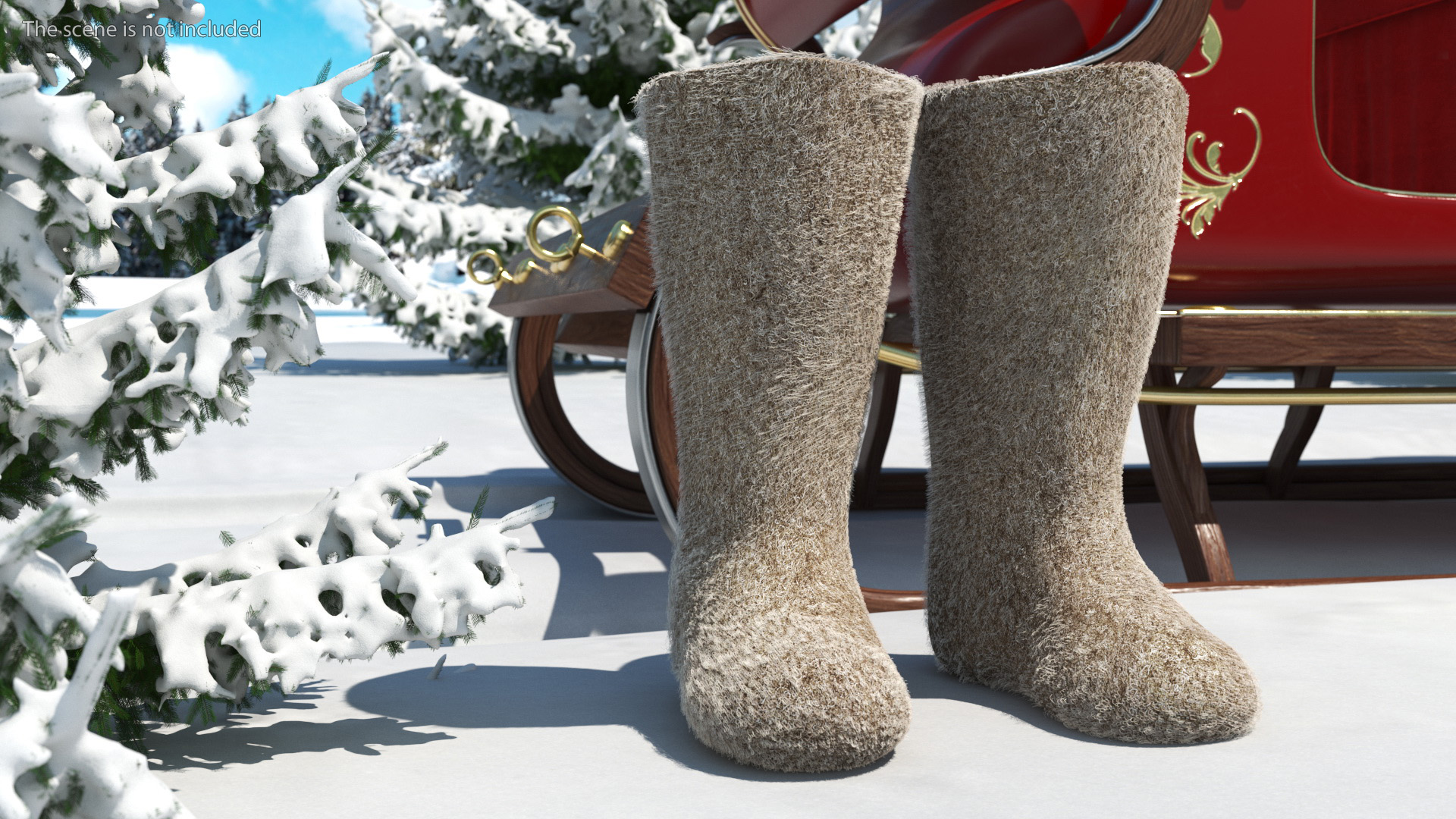 3D Traditional Winter Felt Boots Fur model