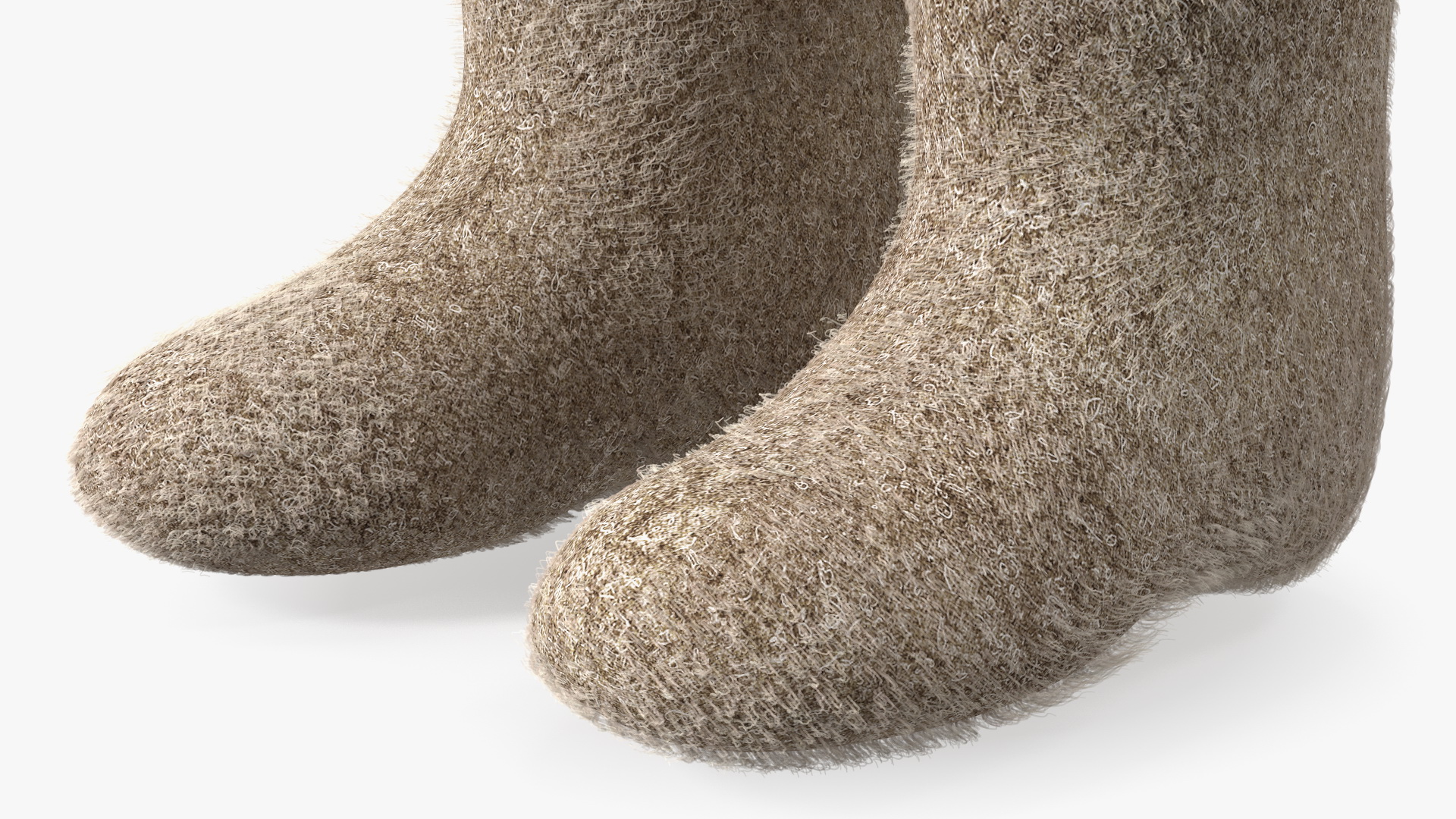 3D Traditional Winter Felt Boots Fur model