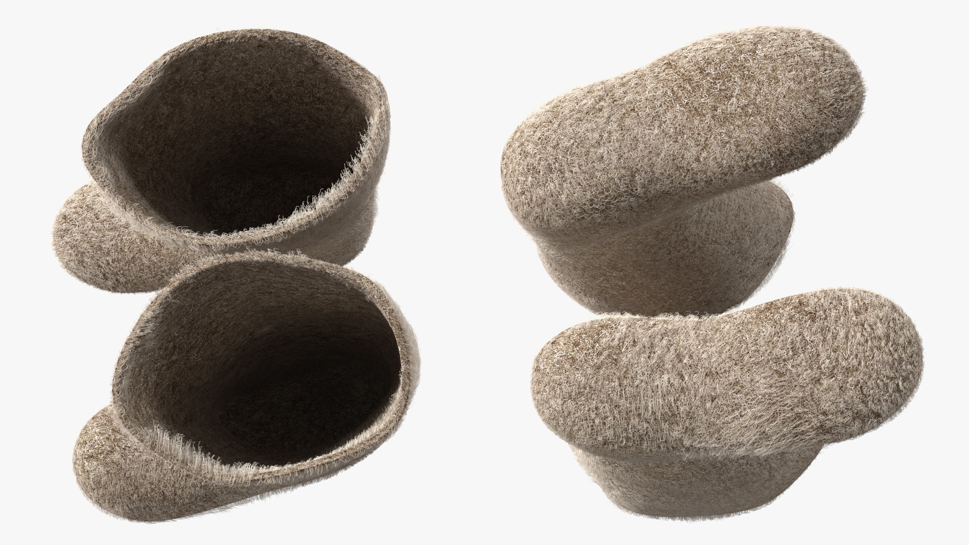 3D Traditional Winter Felt Boots Fur model
