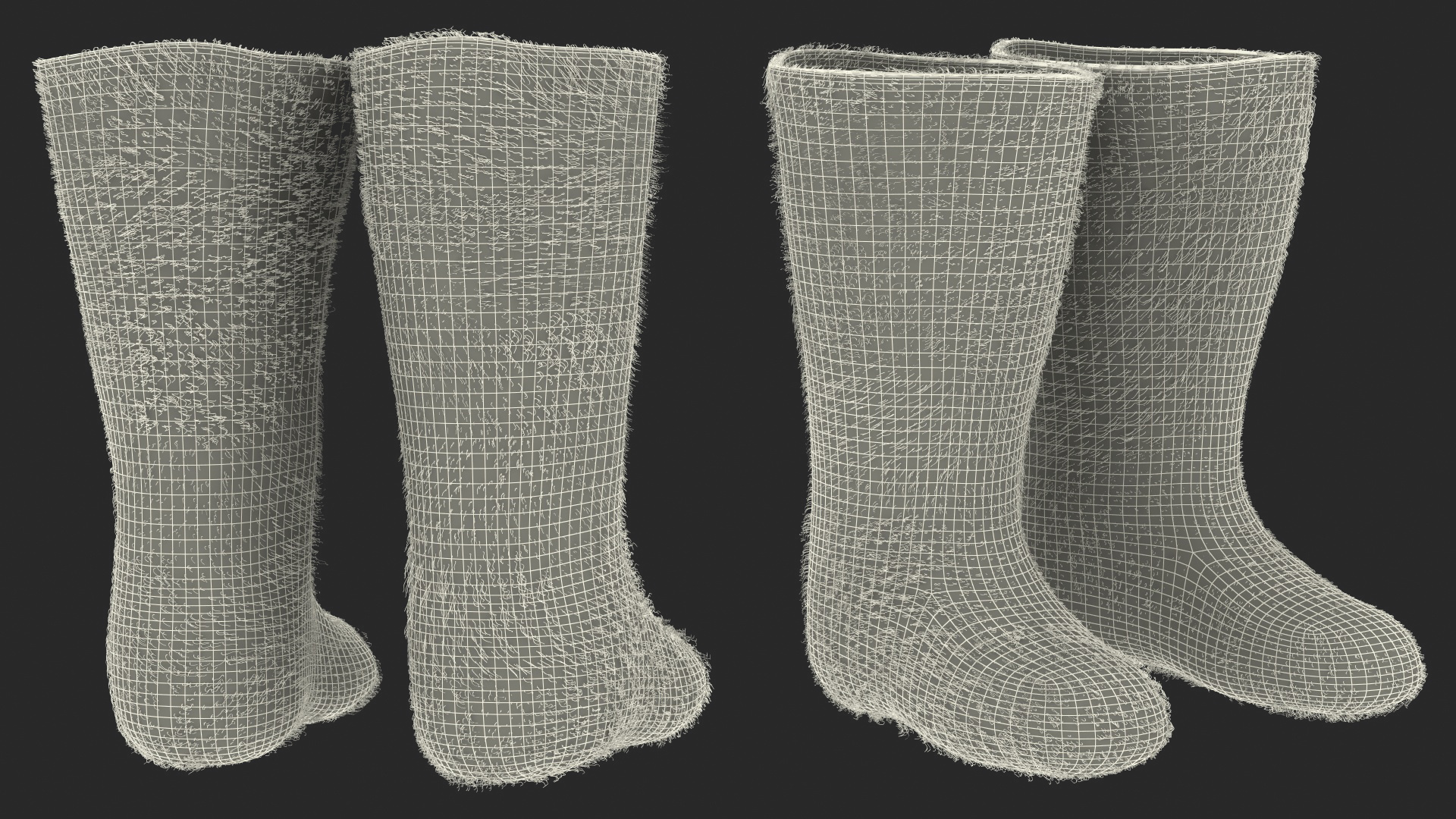 3D Traditional Winter Felt Boots Fur model