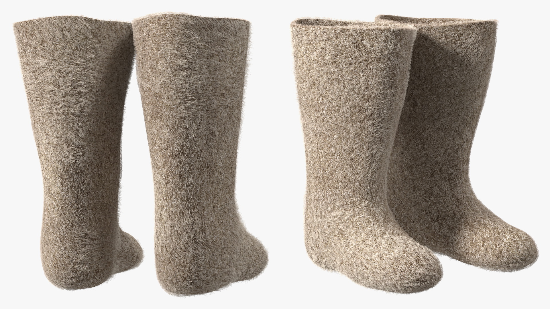 3D Traditional Winter Felt Boots Fur model