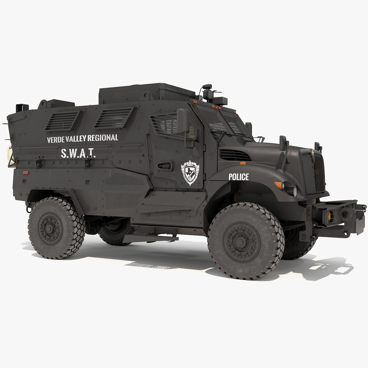 3D SWAT Vehicle International MaxxPro Black Rigged for Cinema 4D
