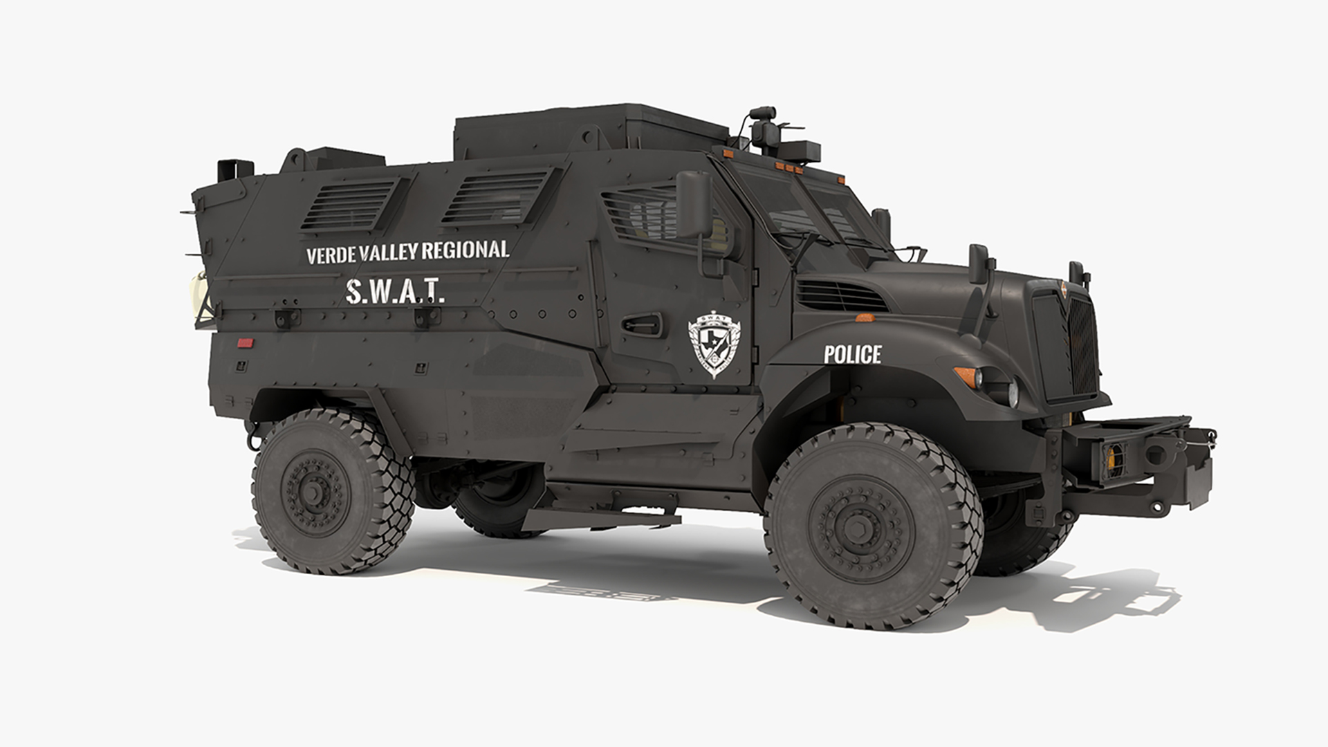 3D SWAT Vehicle International MaxxPro Black Rigged for Cinema 4D