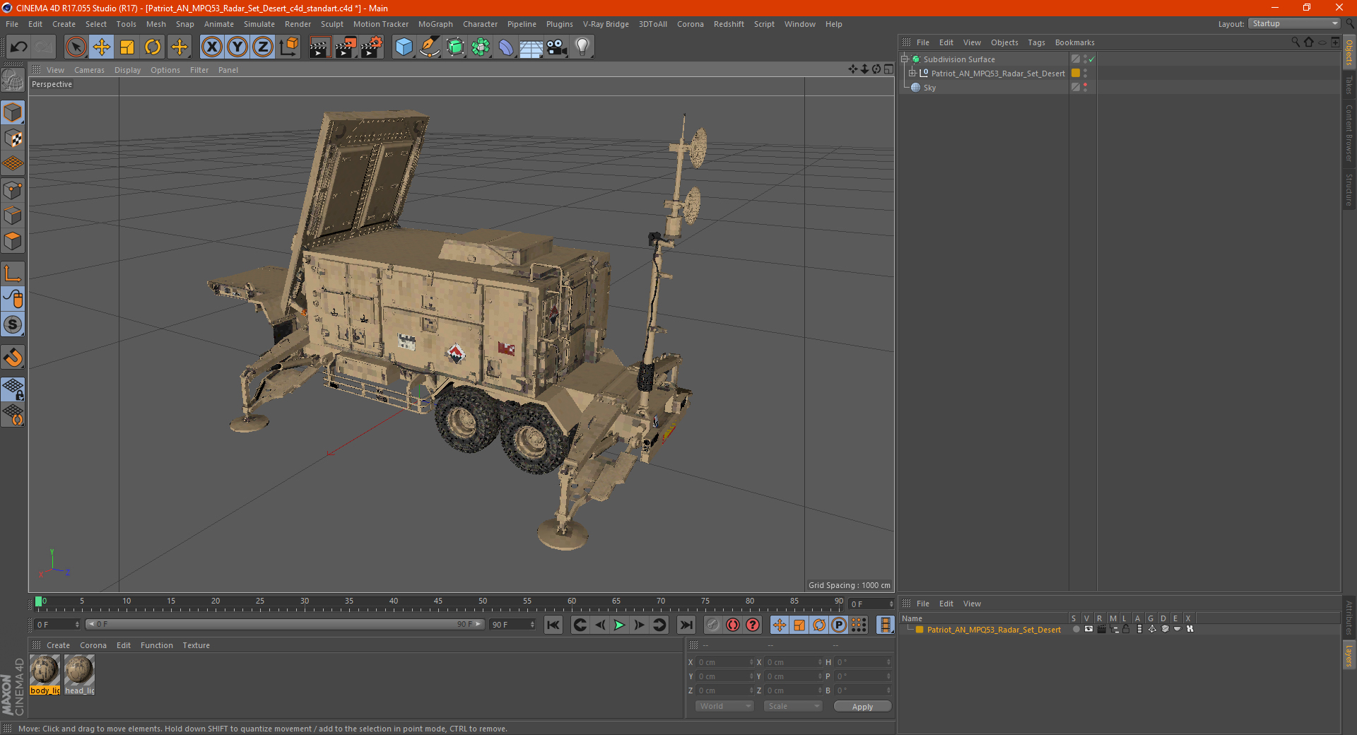 3D Patriot AN MPQ53 Radar Set Desert model