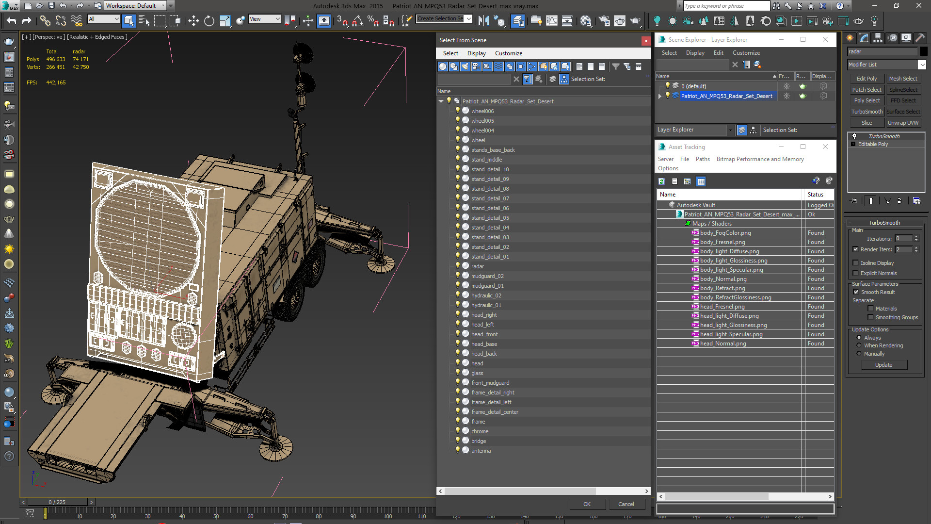 3D Patriot AN MPQ53 Radar Set Desert model