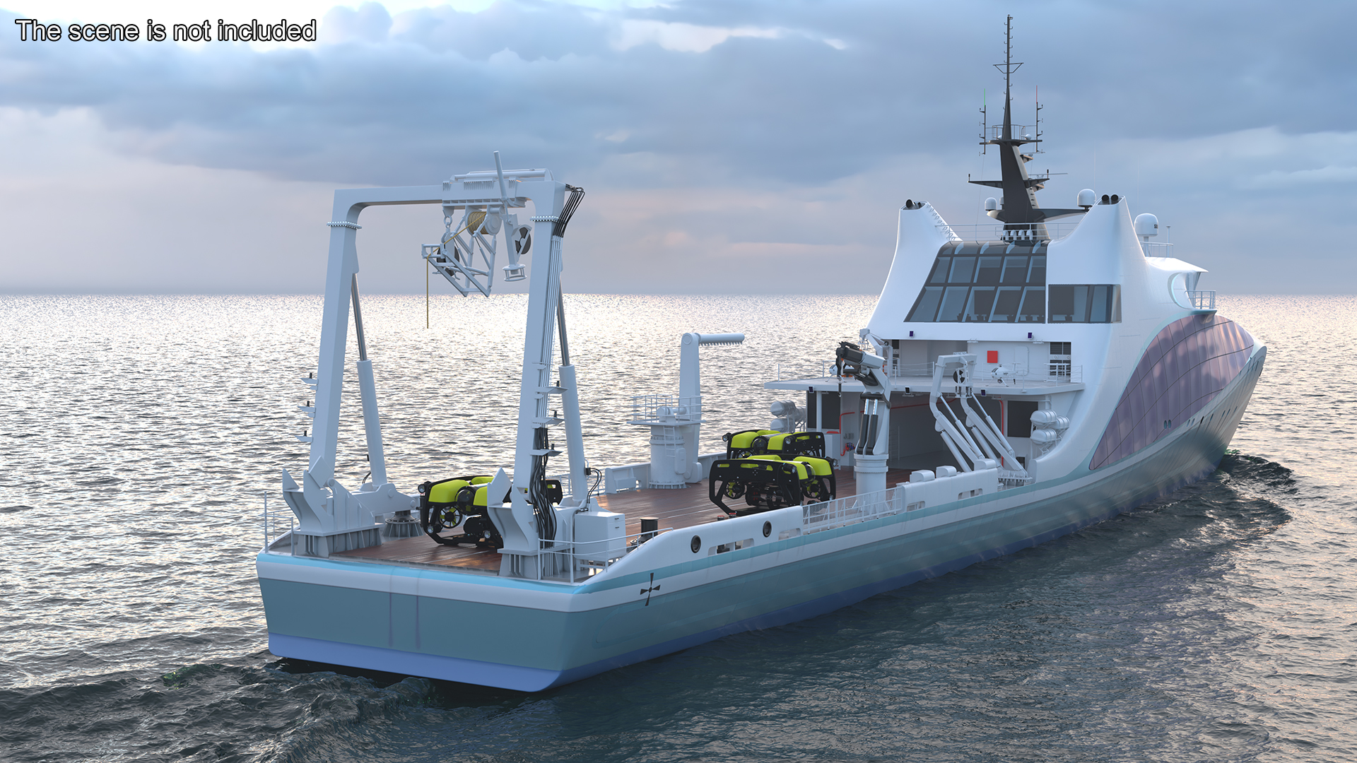 Ship with Underwater and Flying UAV on Board 3D model